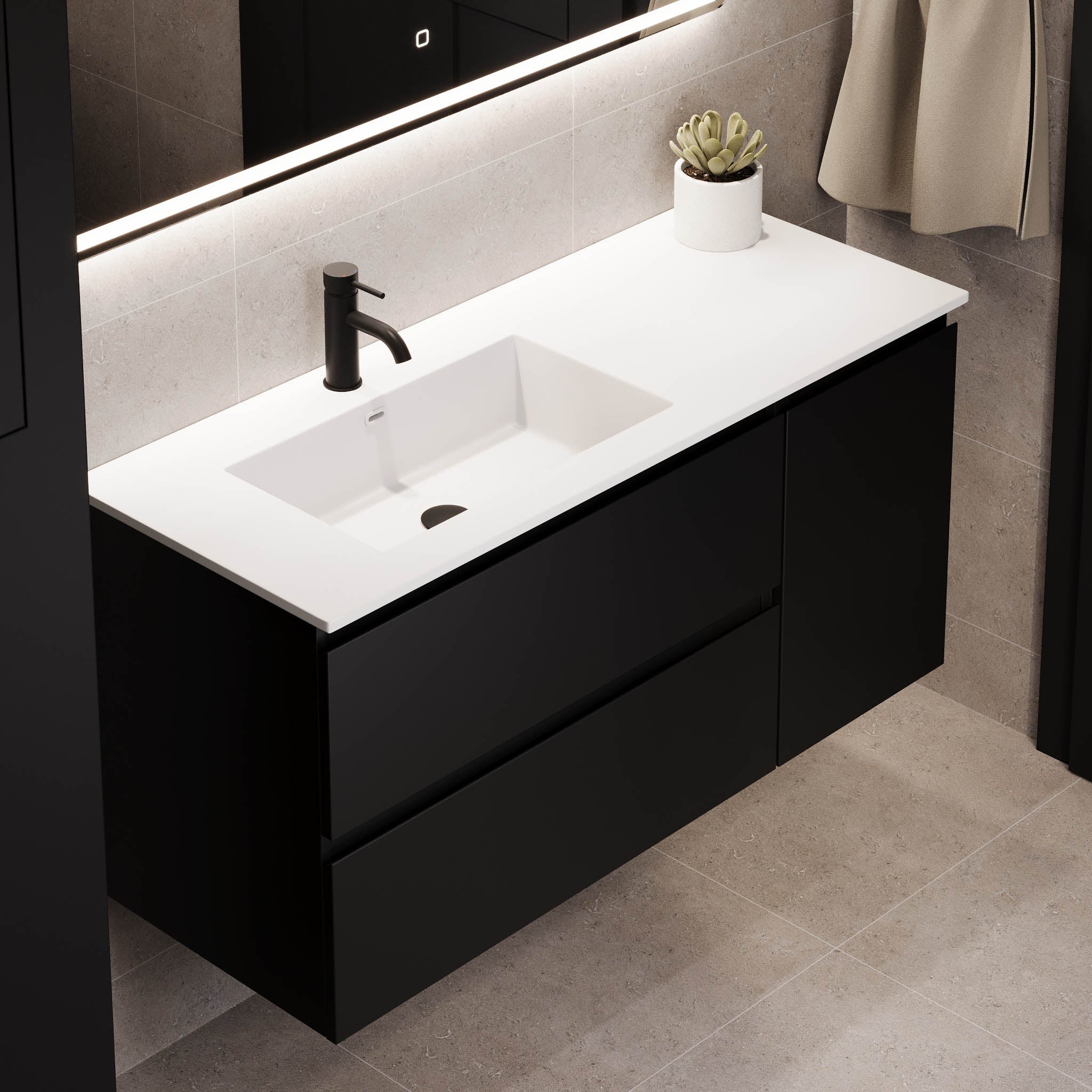 Sifjord Badrumsmöbel, Svart Matt - Tvättställsskåp - BATH DELUXE - PRESTIGE - 73 - 095 - 53 - 02 - 40 - BATHDELUXE SWEDEN