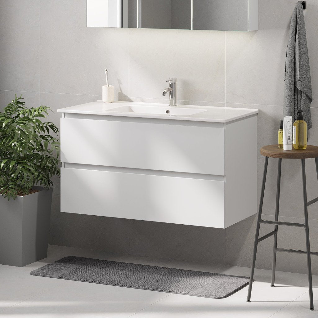 Saltnes Badrumsmöbel, Vit Matt - Tvättställsskåp - BATH DELUXE - PRESTIGE - 73 - 100 - 50 - 01 - 40 - BATHDELUXE SWEDEN