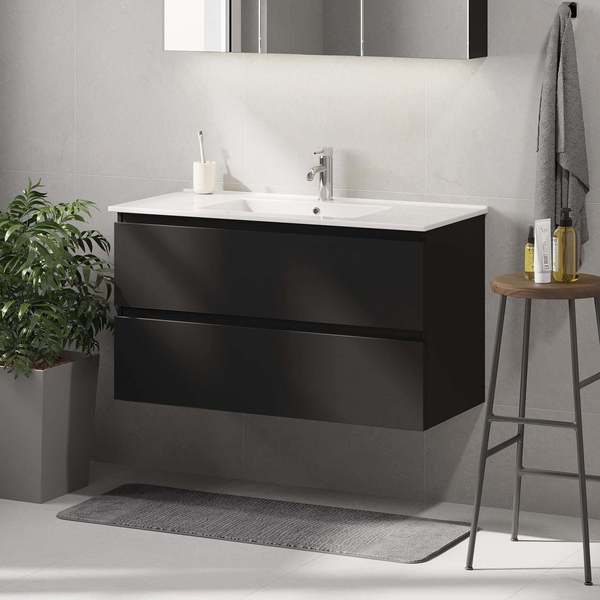Saltnes Badrumsmöbel, Svart Matt - Tvättställsskåp - BATH DELUXE - PRESTIGE - 73 - 100 - 50 - 02 - 40 - BATHDELUXE SWEDEN