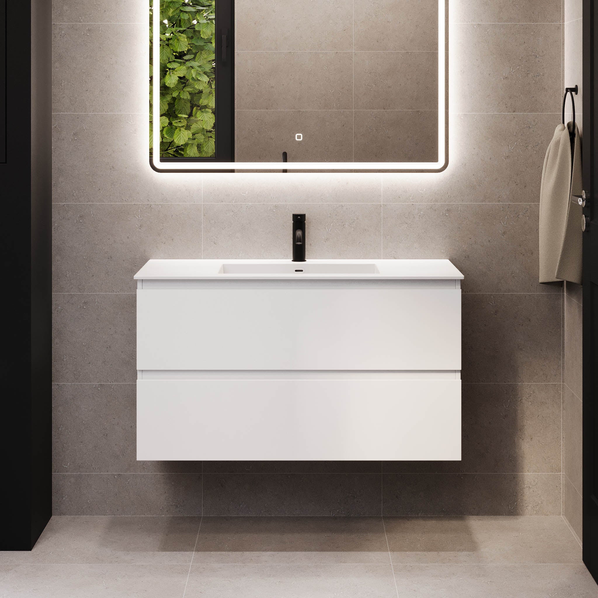 Sifjord Badrumsmöbel, Vit Matt - Tvättställsskåp - BATH DELUXE - PRESTIGE - 73 - 100 - 52 - 01 - 40 - BATHDELUXE SWEDEN