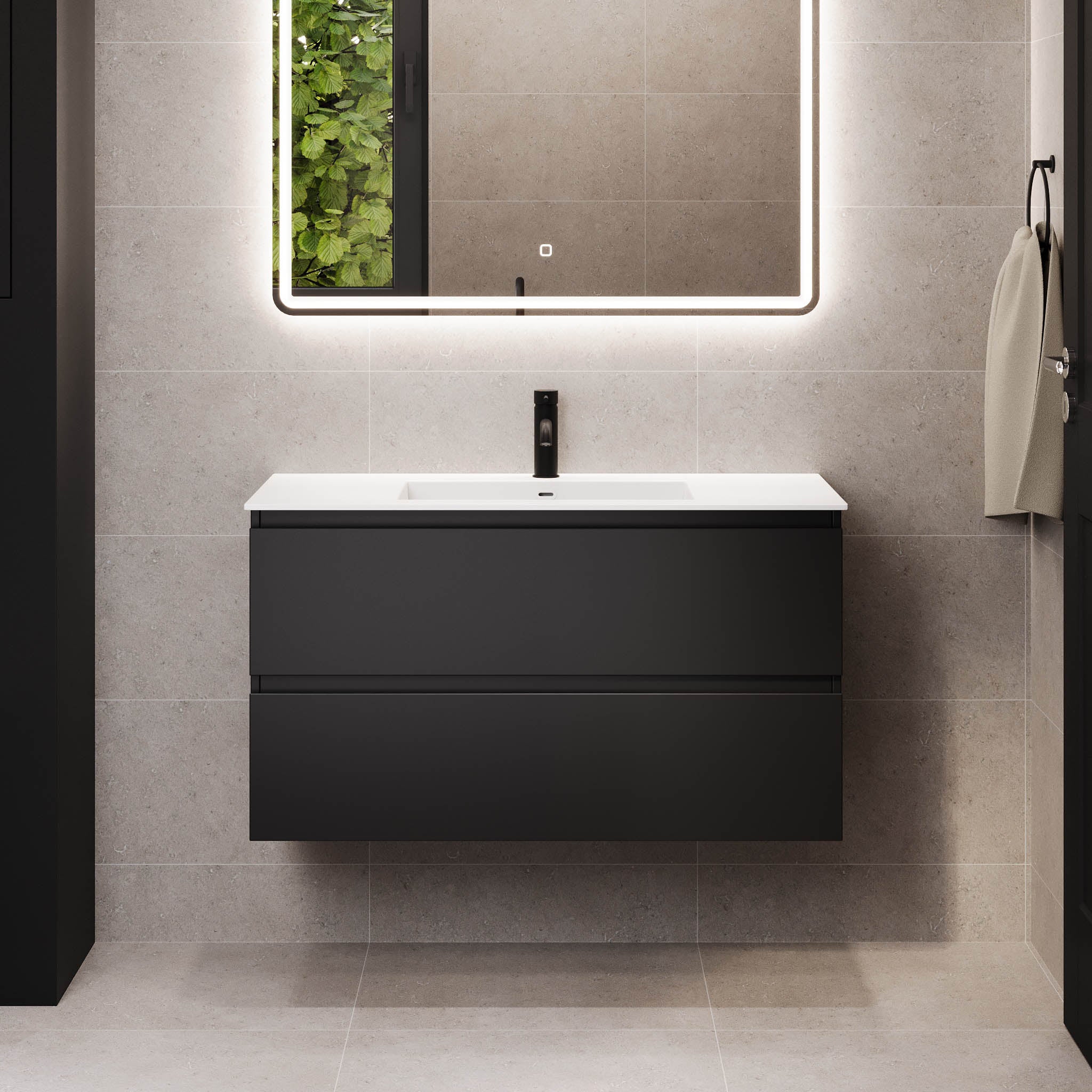 Sifjord Badrumsmöbel, Svart Matt - Tvättställsskåp - BATH DELUXE - PRESTIGE - 73 - 100 - 52 - 02 - 40 - BATHDELUXE SWEDEN