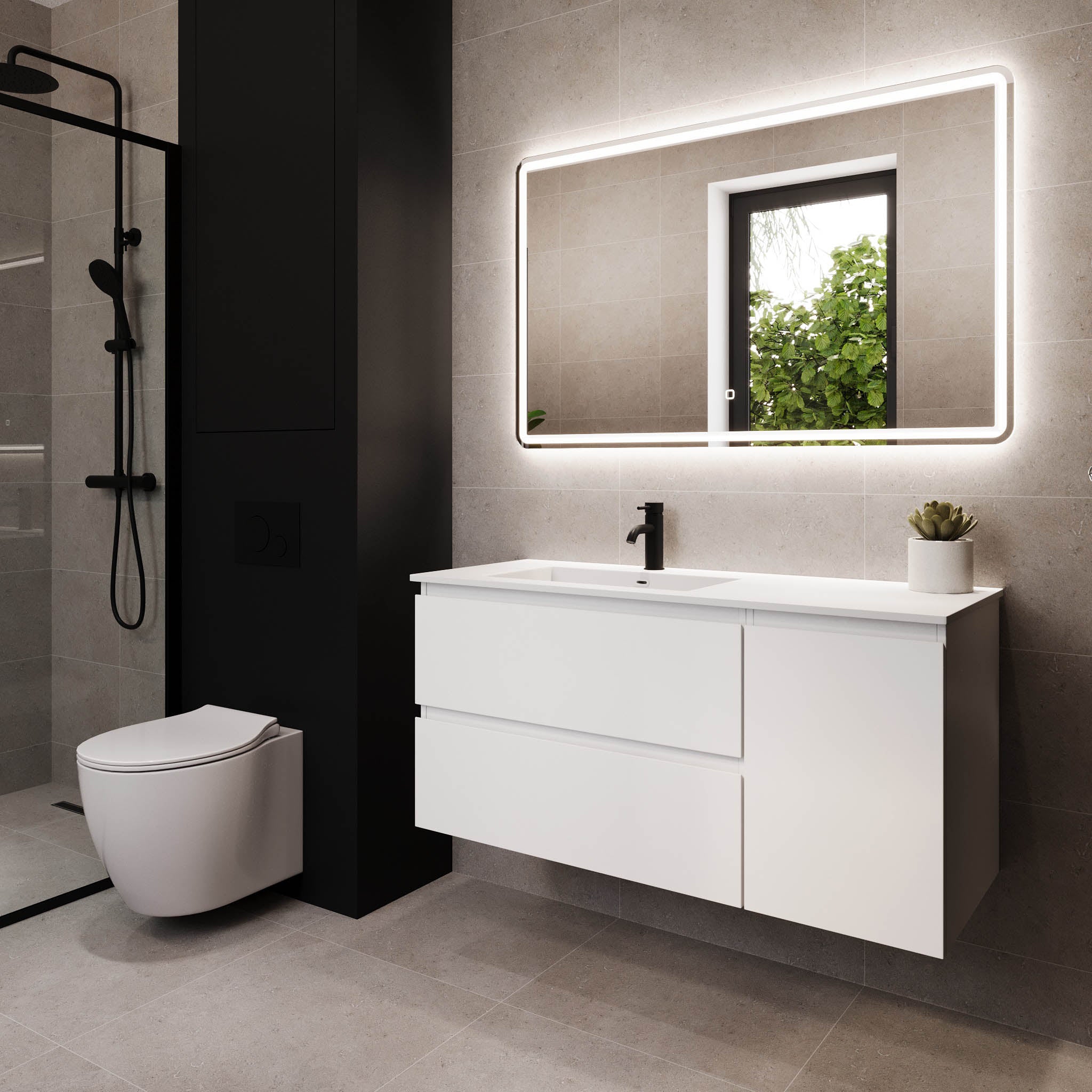 Sifjord Badrumsmöbel, Vit Matt - Tvättställsskåp - BATH DELUXE - PRESTIGE - 73 - 115 - 53 - 01 - 40 - BATHDELUXE SWEDEN