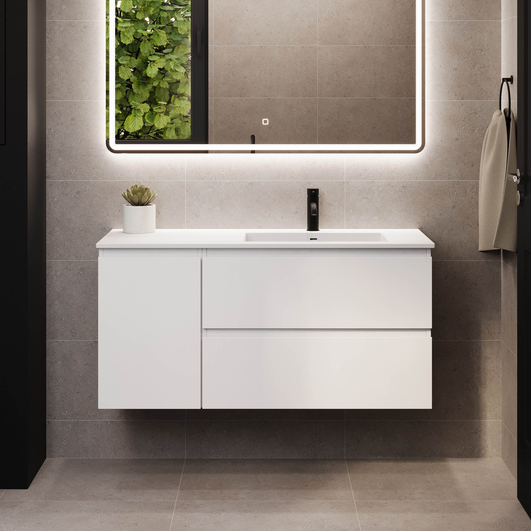 Sifjord Badrumsmöbel, Vit Matt - Tvättställsskåp - BATH DELUXE - PRESTIGE - 73 - 115 - 53 - 01 - 40 - BATHDELUXE SWEDEN