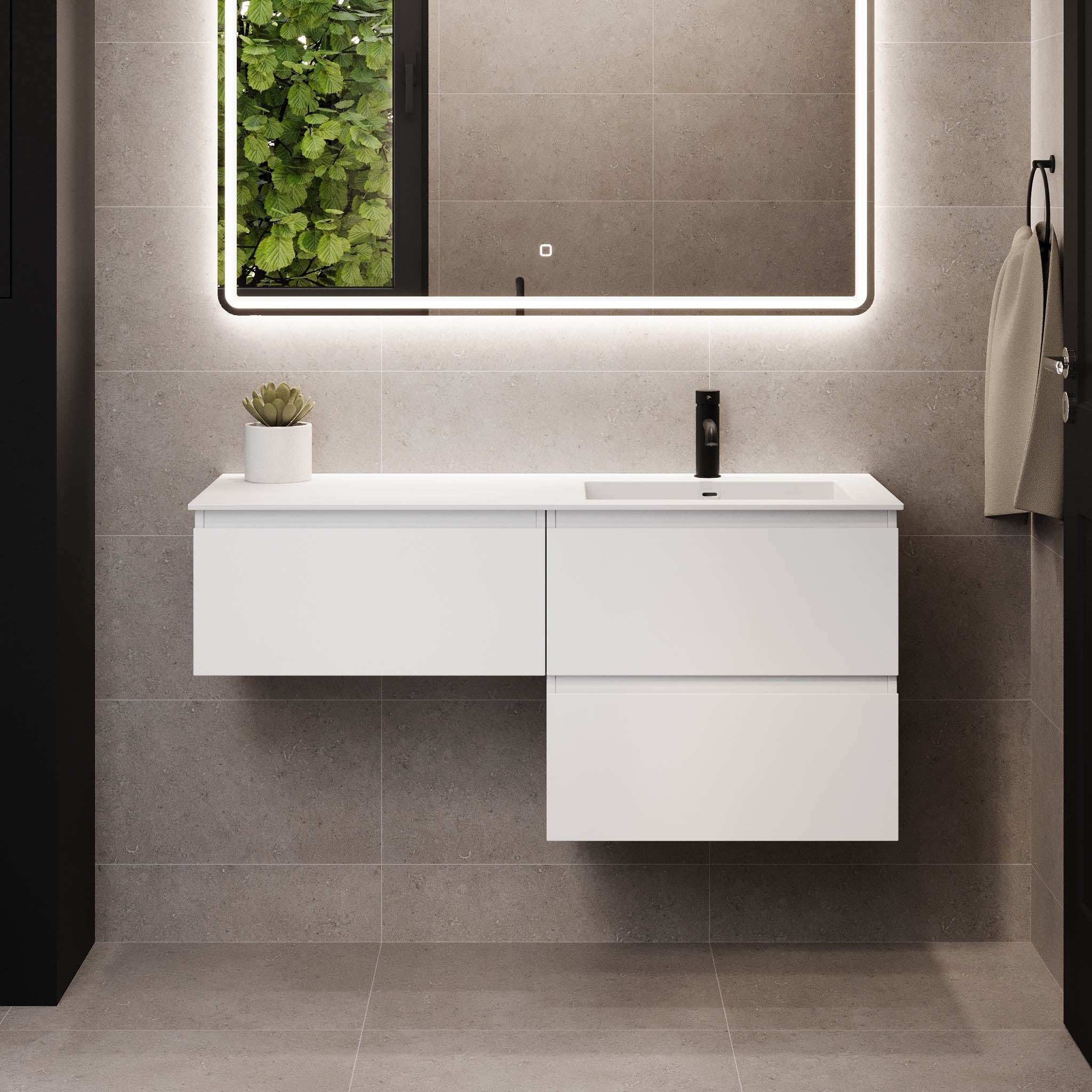 Sifjord Badrumsmöbel, Vit Matt - Tvättställsskåp - BATH DELUXE - PRESTIGE - 73 - 115 - 53 - 01 - 40 - BATHDELUXE SWEDEN