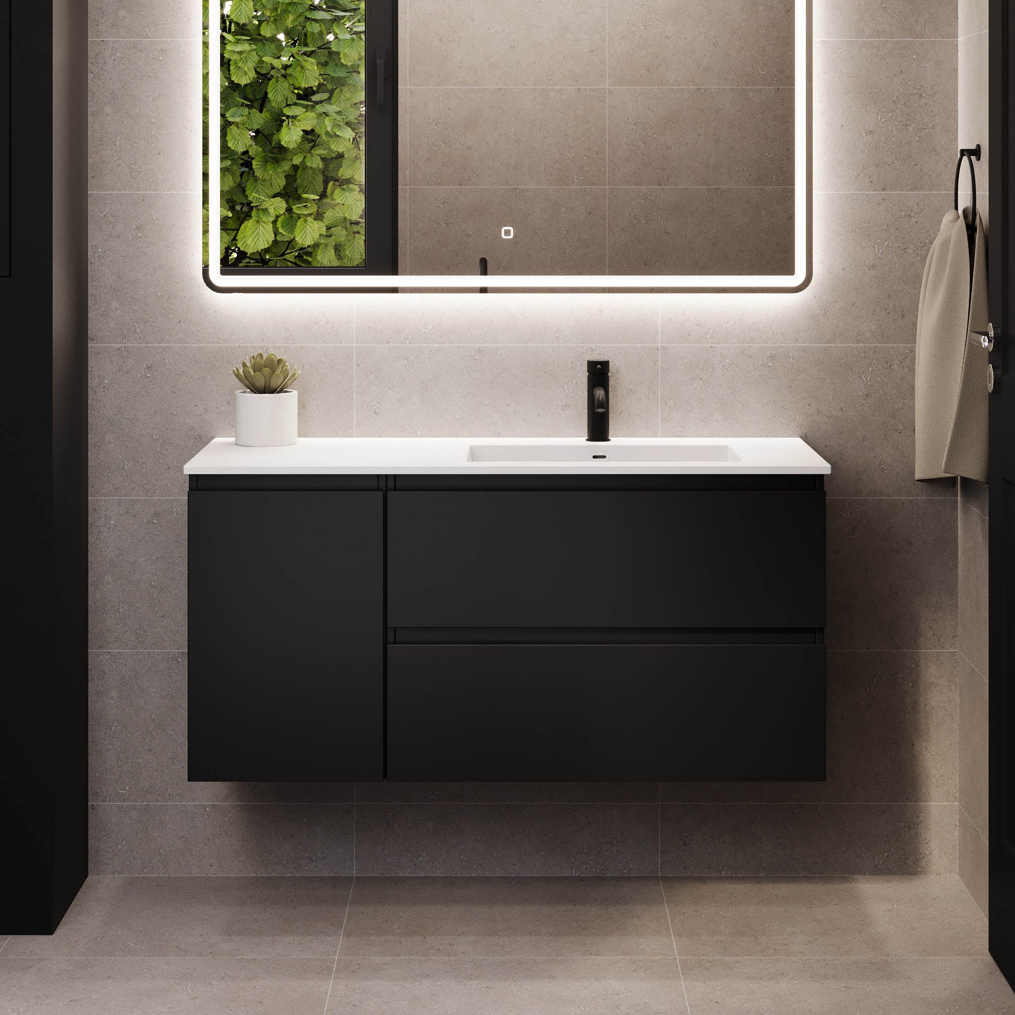 Sifjord Badrumsmöbel, Svart Matt - Tvättställsskåp - BATH DELUXE - PRESTIGE - 73 - 115 - 53 - 02 - 40 - BATHDELUXE SWEDEN