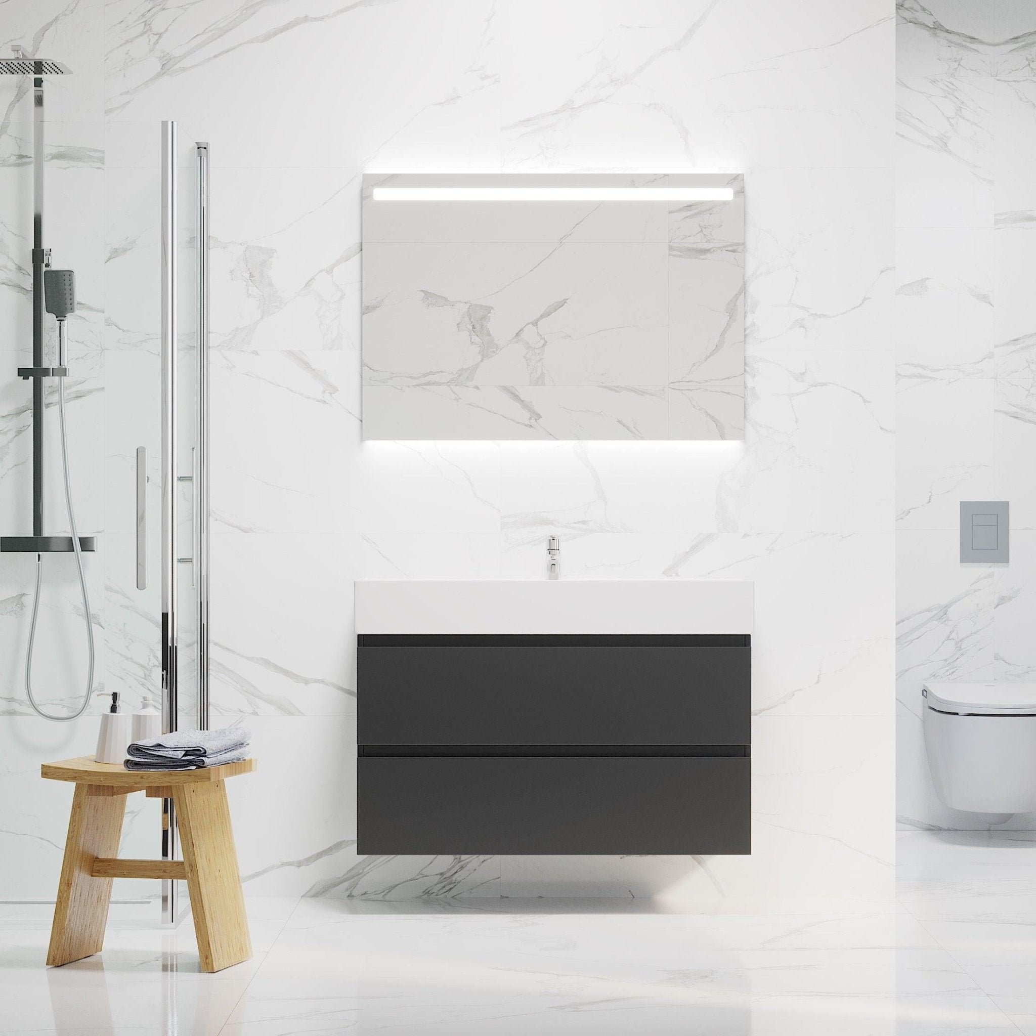 Sjøholt Badrumsmöbel, Svart Matt - Tvättställsskåp - BATH DELUXE - PRESTIGE - 73 - 120 - 06 - 02 - 00 - BATHDELUXE SWEDEN