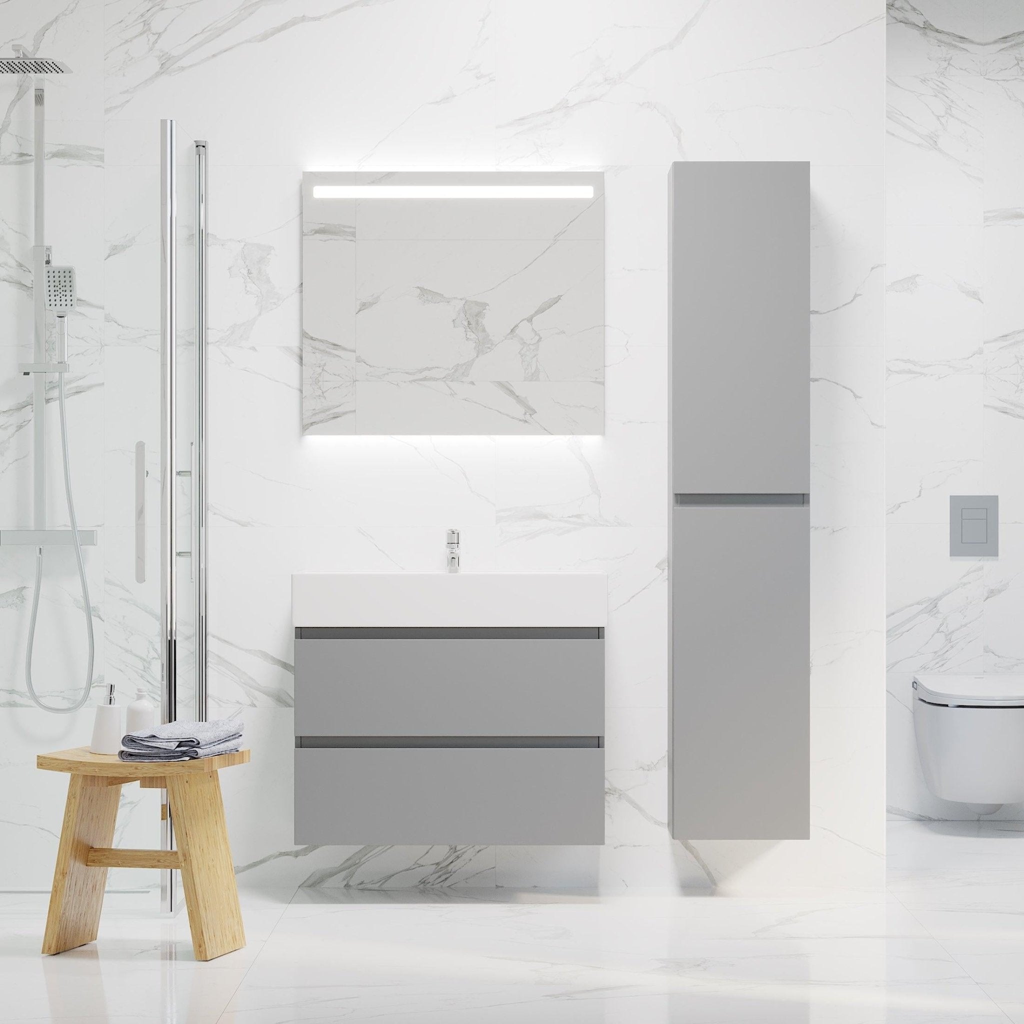Sjøholt Badrumsmöbel, Grå Matt - Tvättställsskåp - BATH DELUXE - PRESTIGE - 73 - 120 - 06 - 03 - 00 - BATHDELUXE SWEDEN