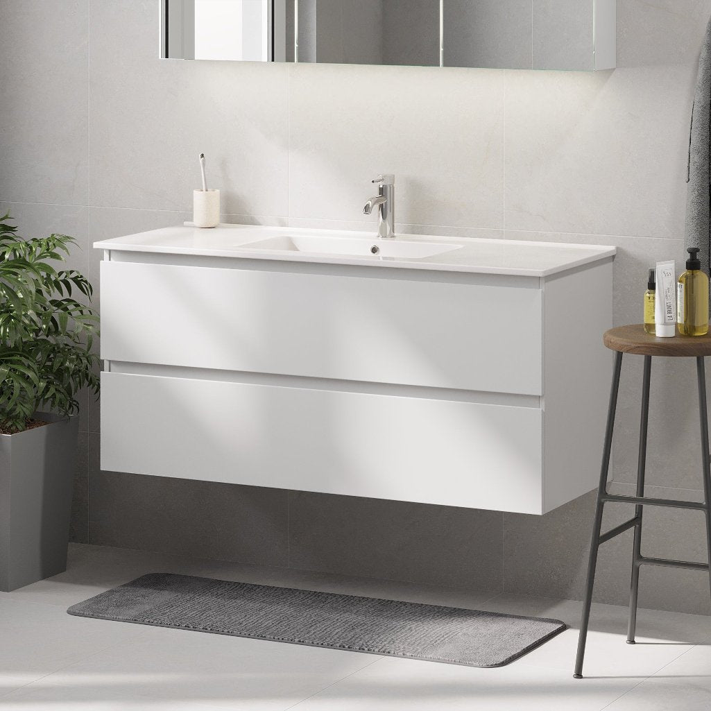 Saltnes Badrumsmöbel, Vit Matt - Tvättställsskåp - BATH DELUXE - PRESTIGE - 73 - 120 - 50 - 01 - 40 - BATHDELUXE SWEDEN