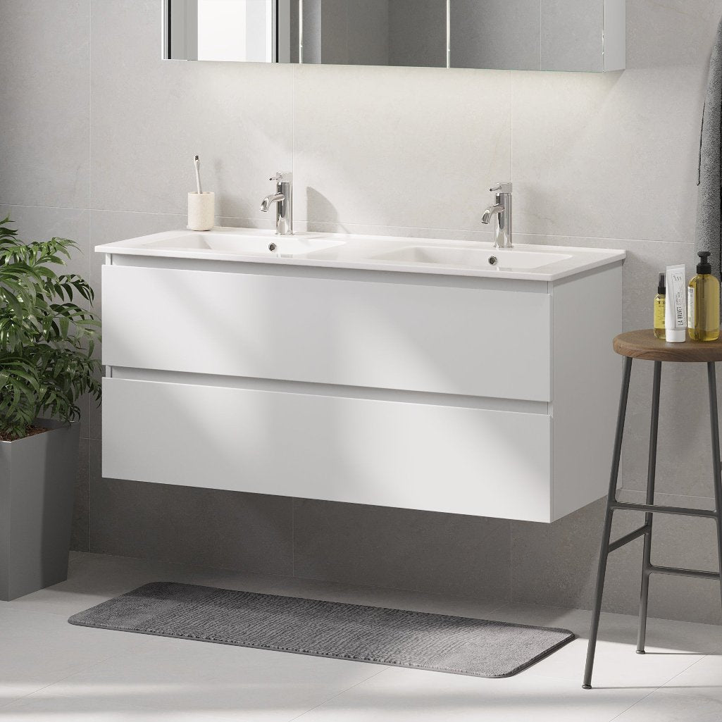 Saltnes Badrumsmöbel, Vit Matt - Tvättställsskåp - BATH DELUXE - PRESTIGE - 73 - 120 - 50 - 01 - 41 - BATHDELUXE SWEDEN