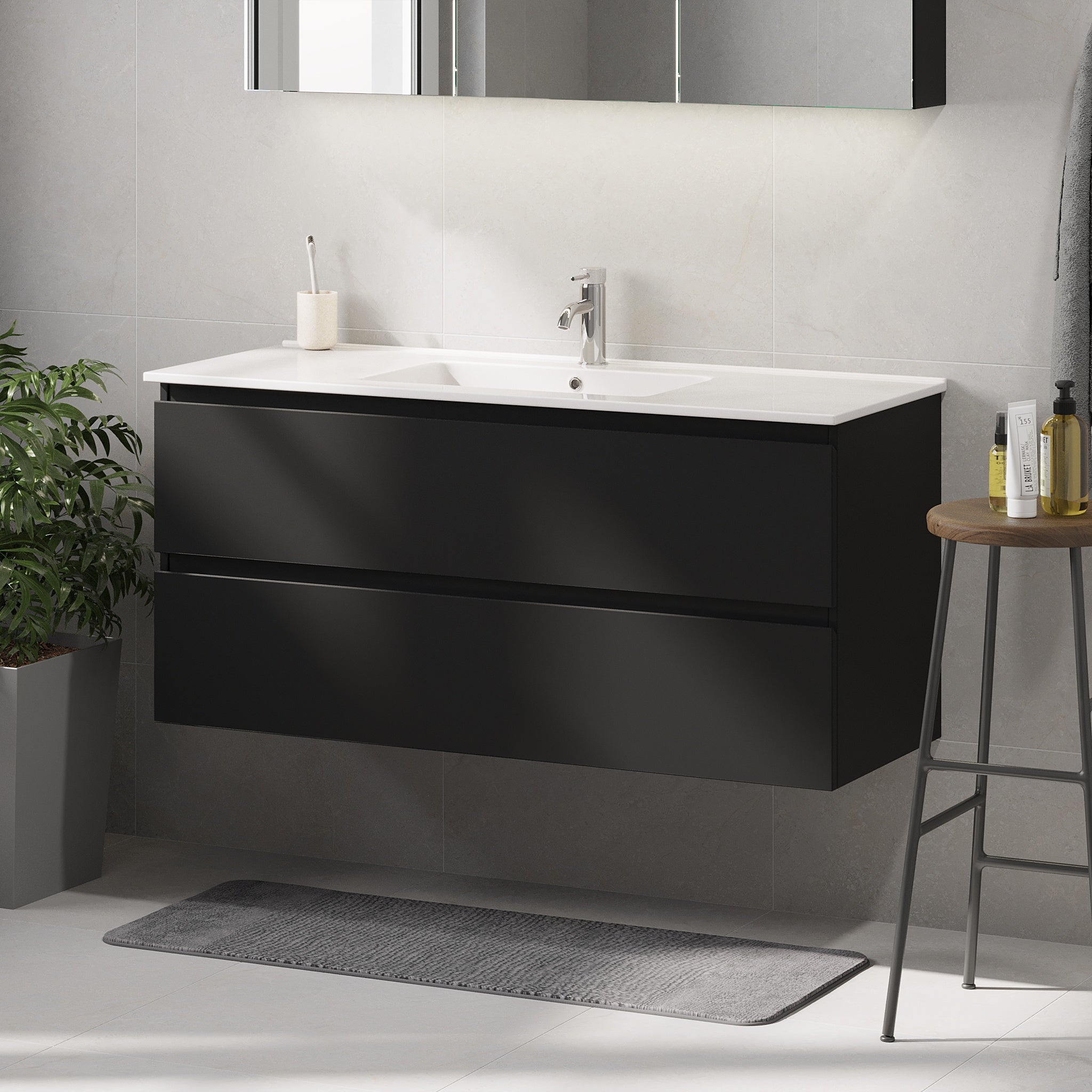 Saltnes Badrumsmöbel, Svart Matt - Tvättställsskåp - BATH DELUXE - PRESTIGE - 73 - 120 - 50 - 02 - 40 - BATHDELUXE SWEDEN