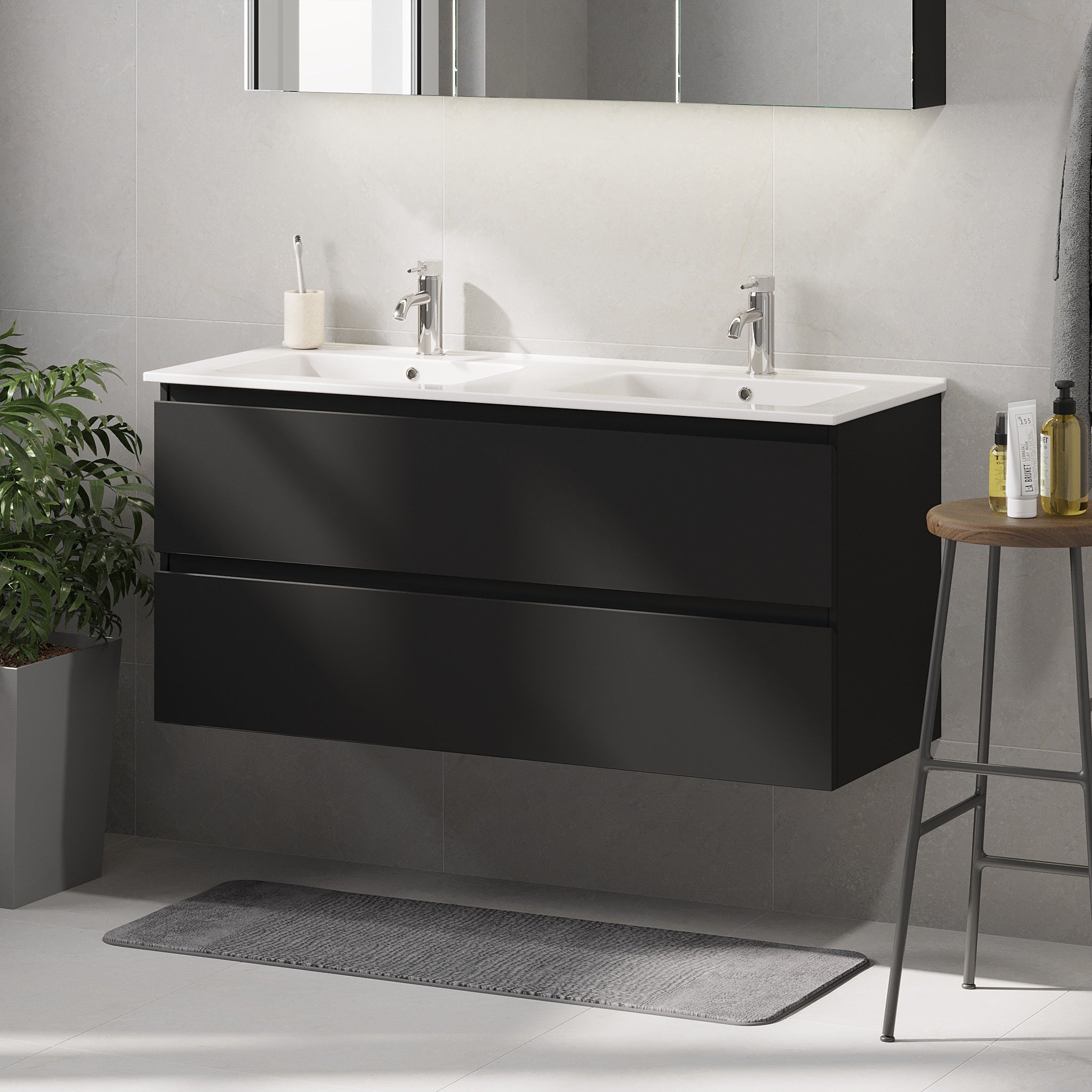 Saltnes Badrumsmöbel, Svart Matt - Tvättställsskåp - BATH DELUXE - PRESTIGE - 73 - 120 - 50 - 02 - 41 - BATHDELUXE SWEDEN