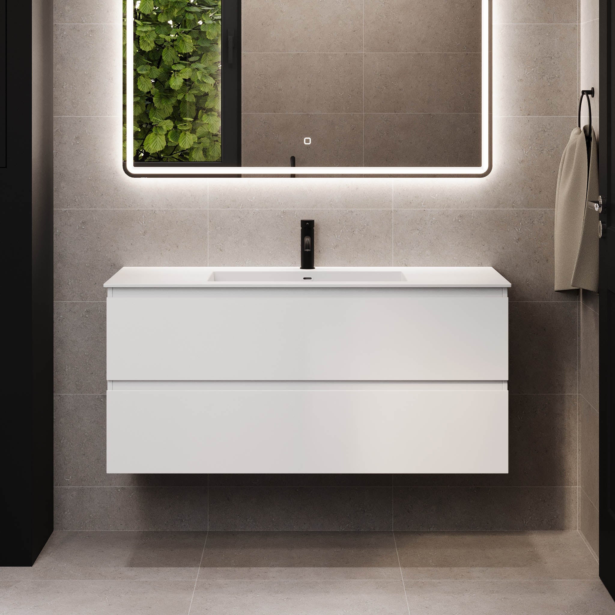 Sifjord Badrumsmöbel, Vit Matt - Tvättställsskåp - BATH DELUXE - PRESTIGE - 73 - 120 - 52 - 01 - 40 - BATHDELUXE SWEDEN