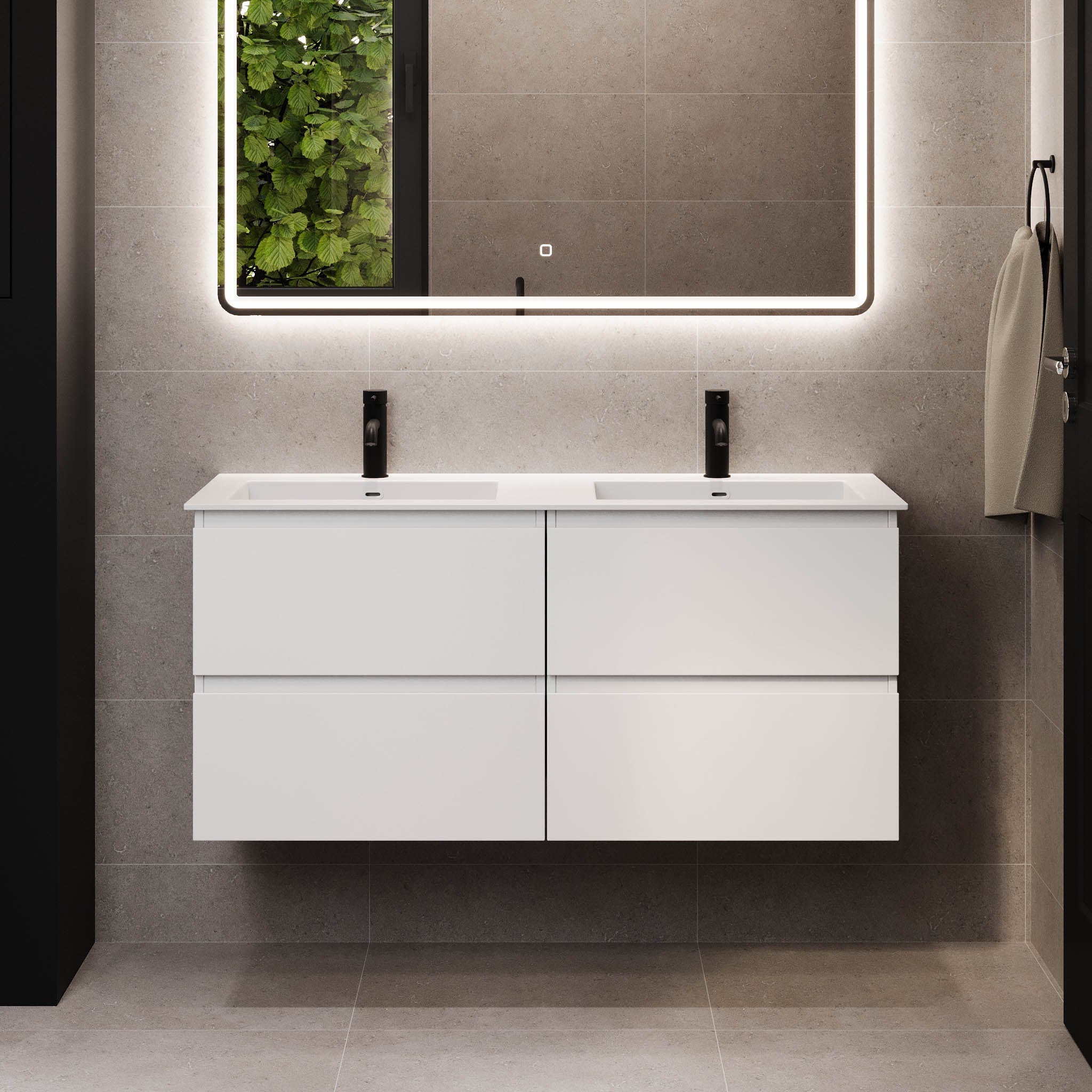 Sifjord Badrumsmöbel, Vit Matt - Tvättställsskåp - BATH DELUXE - PRESTIGE - 73 - 120 - 52 - 01 - 42 - BATHDELUXE SWEDEN