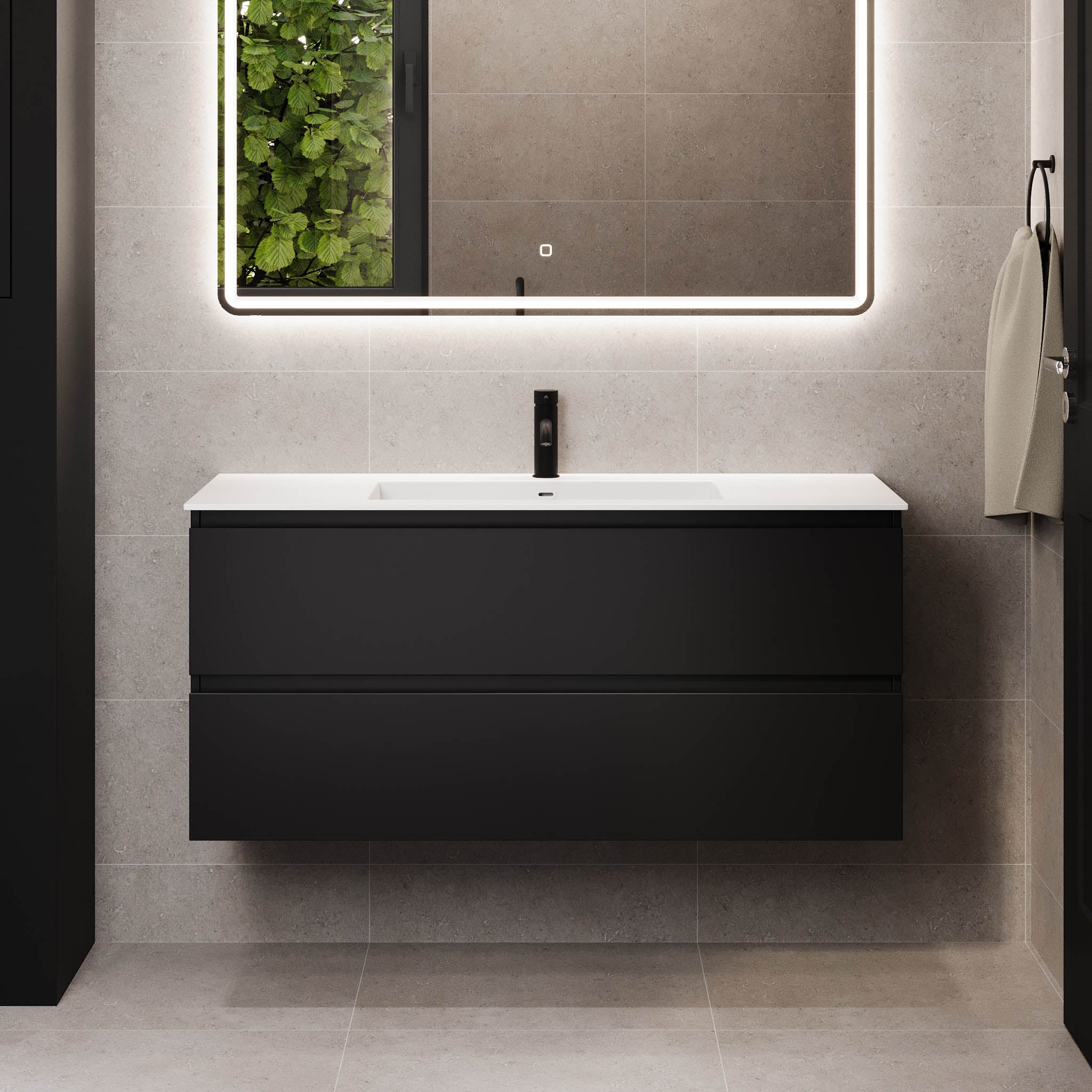 Sifjord Badrumsmöbel, Svart Matt - Tvättställsskåp - BATH DELUXE - PRESTIGE - 73 - 120 - 52 - 02 - 40 - BATHDELUXE SWEDEN