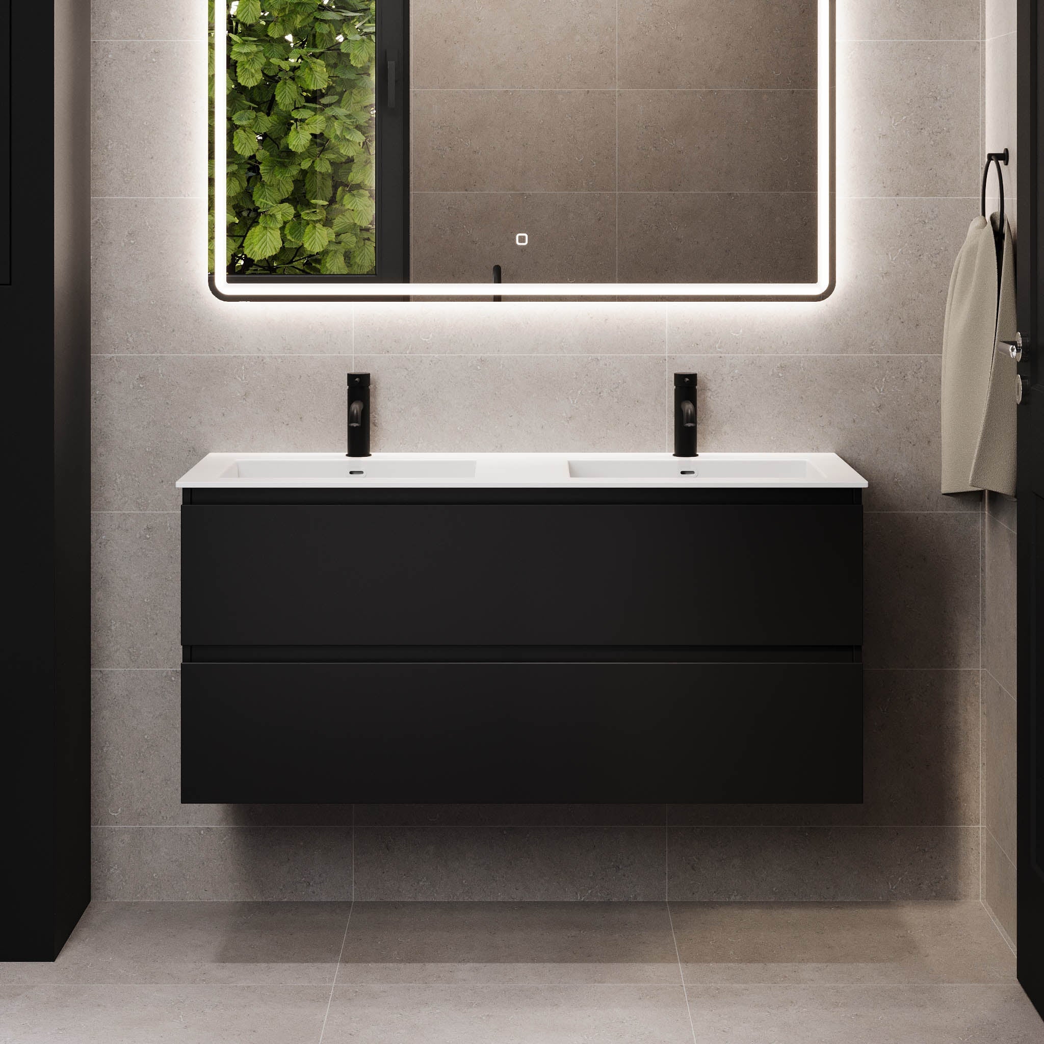 Sifjord Badrumsmöbel, Svart Matt - Tvättställsskåp - BATH DELUXE - PRESTIGE - 73 - 120 - 52 - 02 - 41 - BATHDELUXE SWEDEN