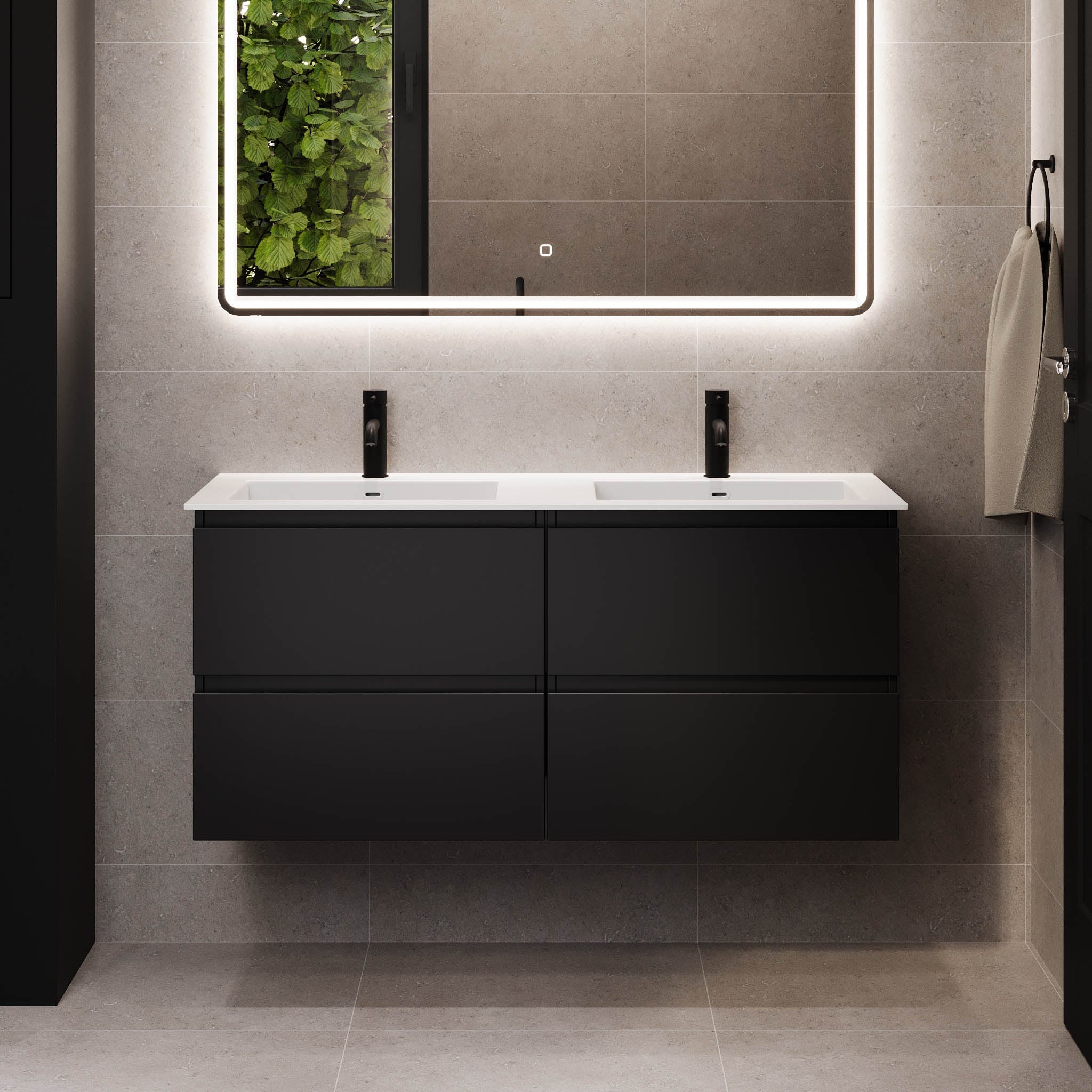 Sifjord Badrumsmöbel, Svart Matt - Tvättställsskåp - BATH DELUXE - PRESTIGE - 73 - 120 - 52 - 02 - 42 - BATHDELUXE SWEDEN