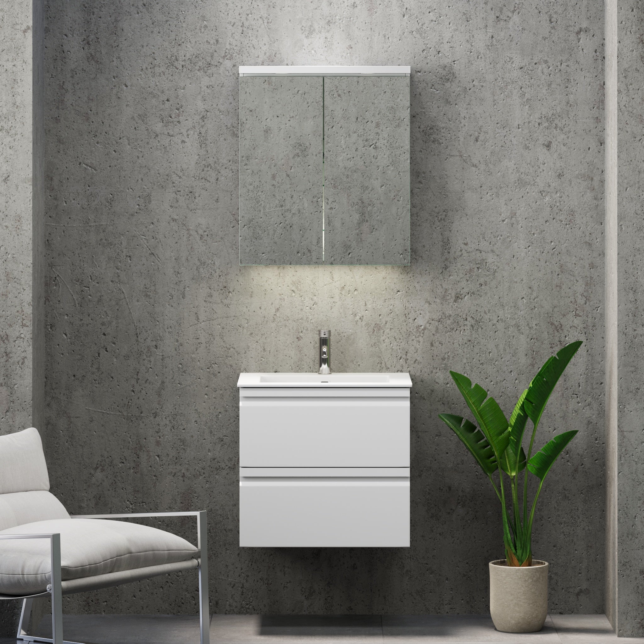 Knarrlagsund Badrumsmöbel – Djup 46 cm, Vit Matt - Badrumsmöbler - BATH DELUXE - PRESTIGE - 74 - 060 - 52 - 01 - 40 - BATHDELUXE SWEDEN