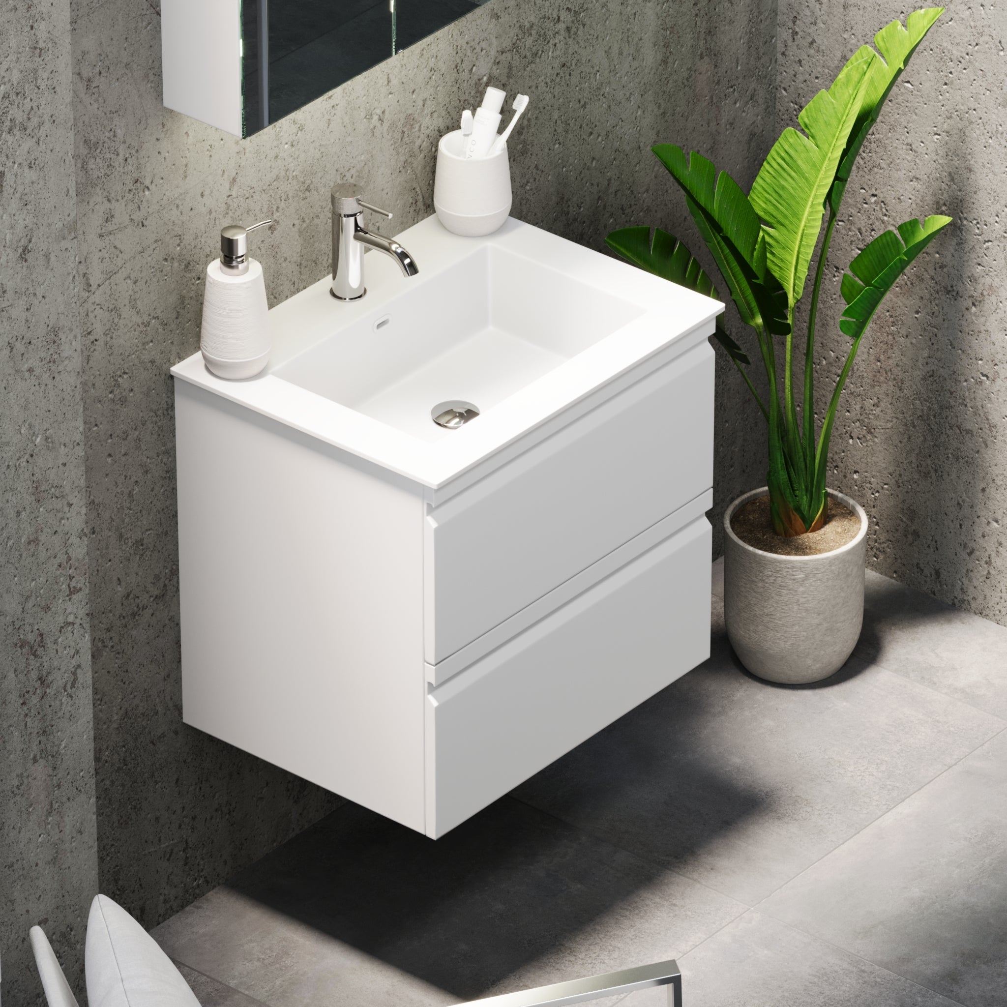Knarrlagsund Badrumsmöbel – Djup 46 cm, Vit Matt - Badrumsmöbler - BATH DELUXE - PRESTIGE - 74 - 060 - 52 - 01 - 40 - BATHDELUXE SWEDEN