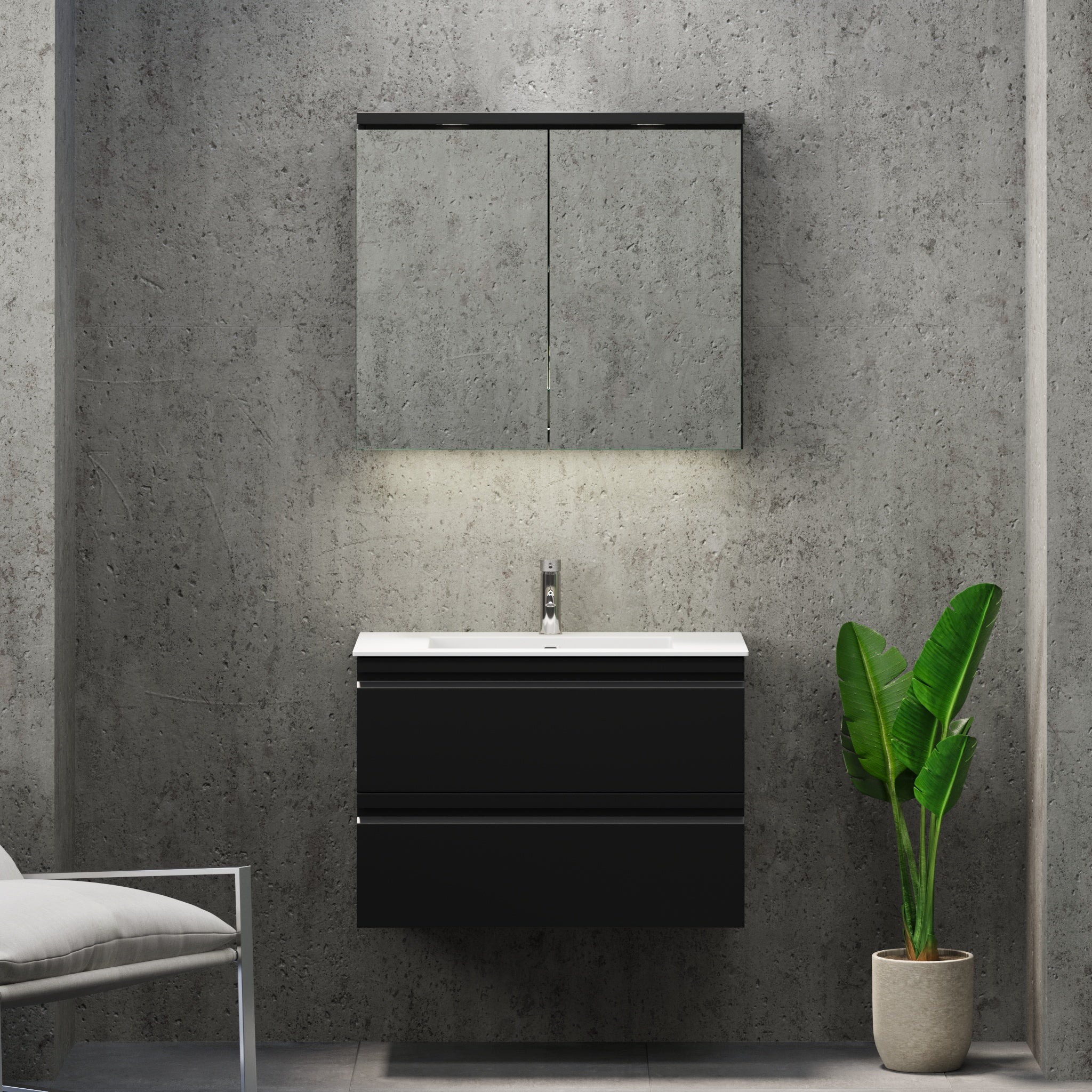 Knarrlagsund Badrumsmöbel – Djup 46 cm, Svart Matt - Badrumsmöbler - BATH DELUXE - PRESTIGE - 74 - 060 - 52 - 02 - 40 - BATHDELUXE SWEDEN
