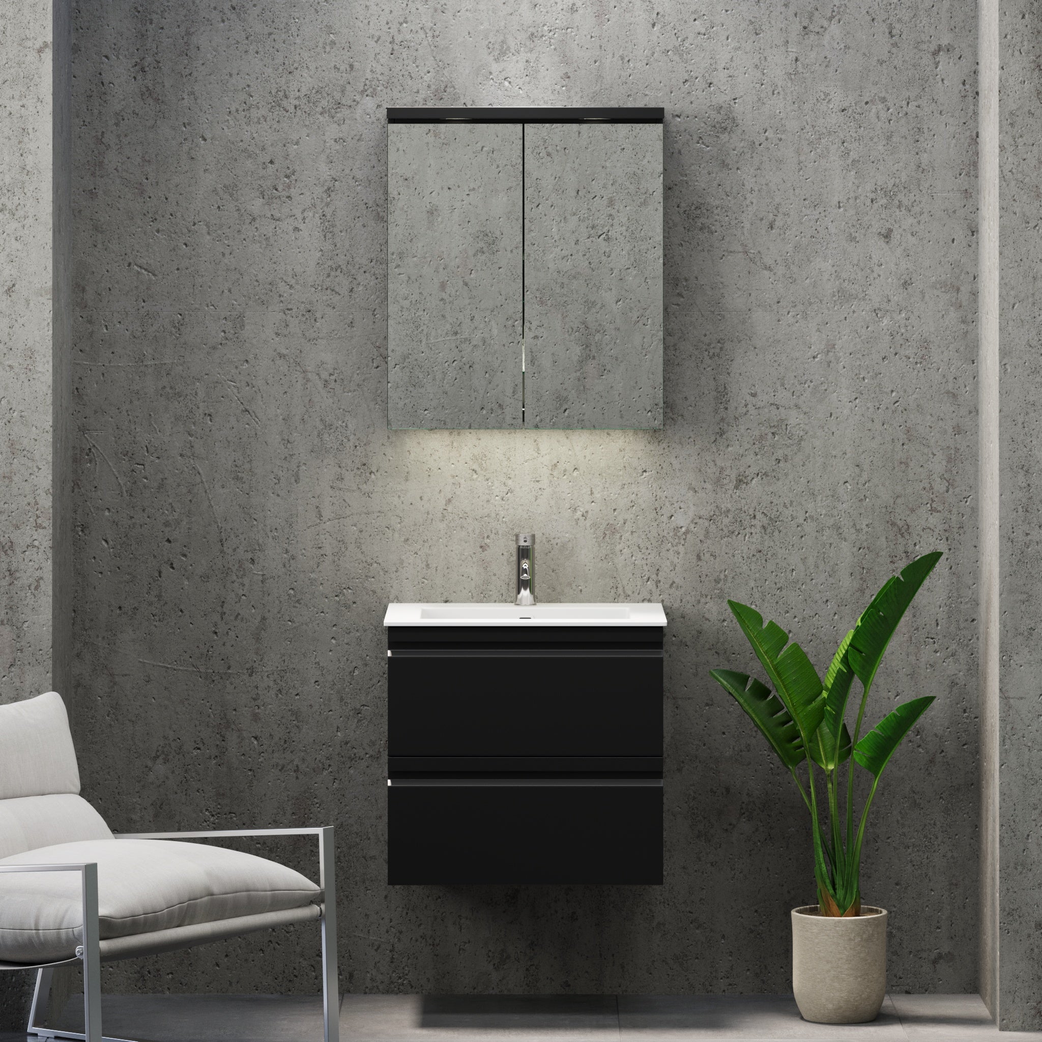 Knarrlagsund Badrumsmöbel – Djup 46 cm, Svart Matt - Badrumsmöbler - BATH DELUXE - PRESTIGE - 74 - 060 - 52 - 02 - 40 - BATHDELUXE SWEDEN