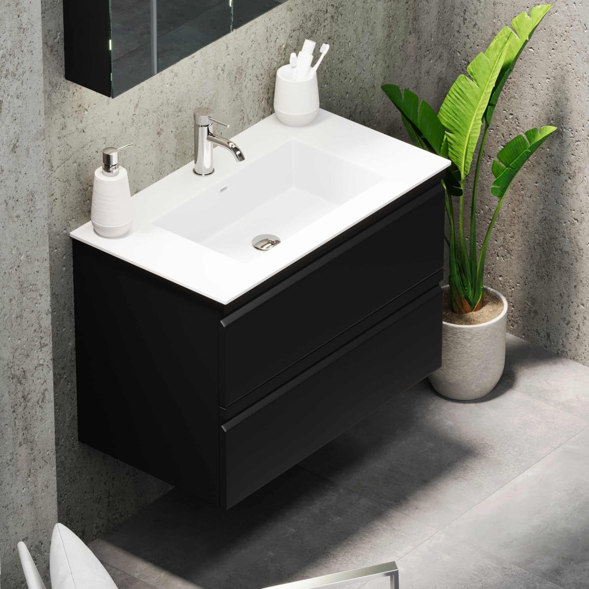 Knarrlagsund Badrumsmöbel – Djup 46 cm, Svart Matt - Badrumsmöbler - BATH DELUXE - PRESTIGE - 74 - 060 - 52 - 02 - 40 - BATHDELUXE SWEDEN