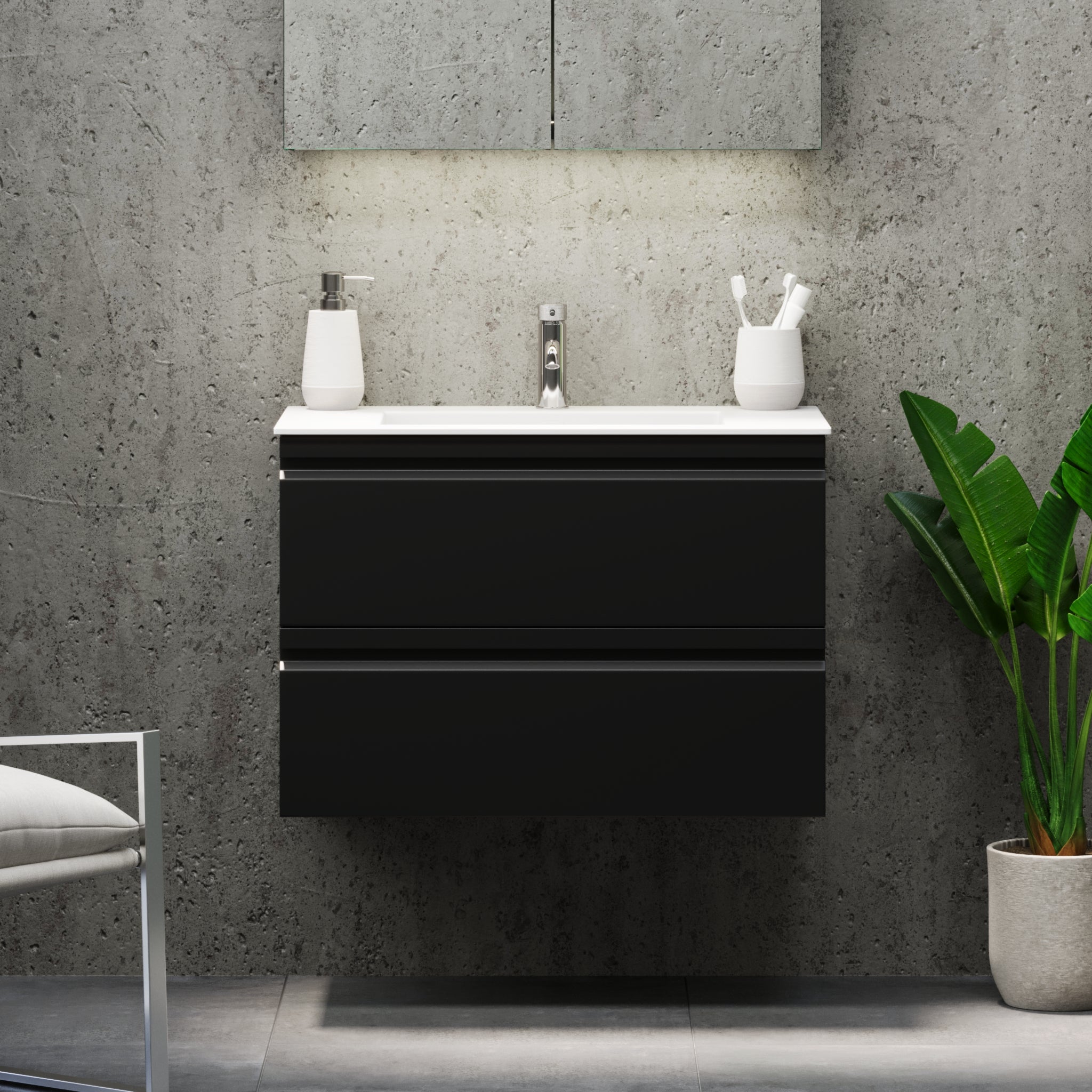 Knarrlagsund Badrumsmöbel – Djup 46 cm, Svart Matt - Badrumsmöbler - BATH DELUXE - PRESTIGE - 74 - 060 - 52 - 02 - 40 - BATHDELUXE SWEDEN