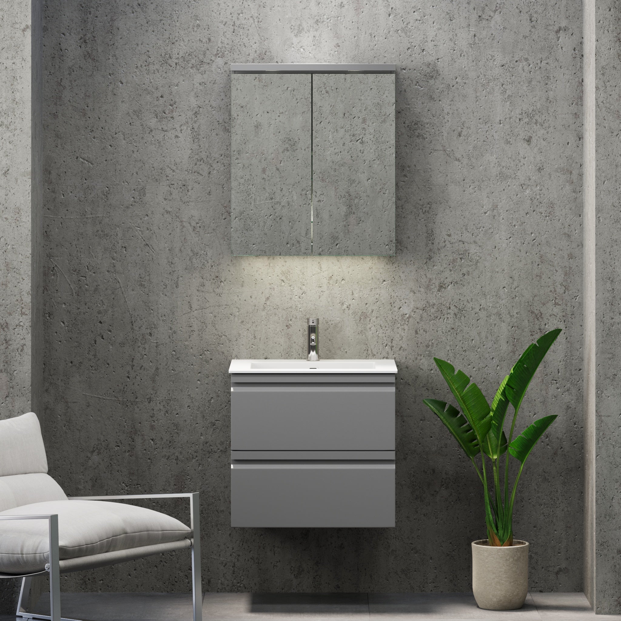 Knarrlagsund Badrumsmöbel – Djup 46 cm, Grå Matt - Badrumsmöbler - BATH DELUXE - PRESTIGE - 74 - 060 - 52 - 03 - 40 - BATHDELUXE SWEDEN