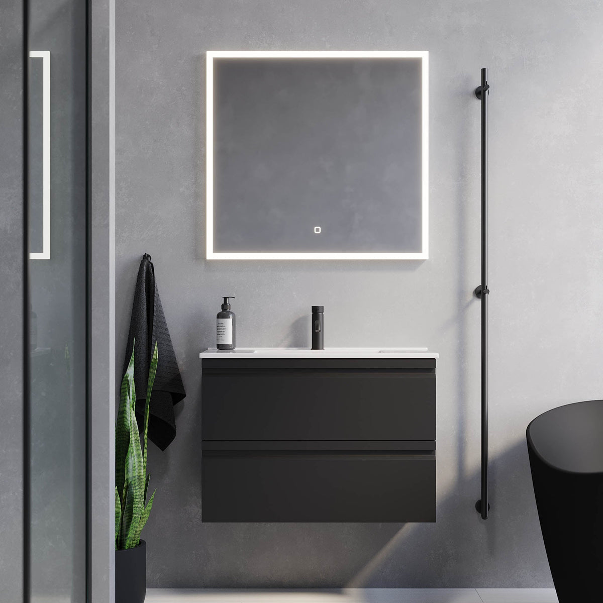 Knarrlagsund, Furniture Set - Basin & Cabinet, Black Mat - 60 cm - MASTERSTORE - 8595677142433 - Furniture Set - Code - 74-060-70-02-30 - 8595677142433