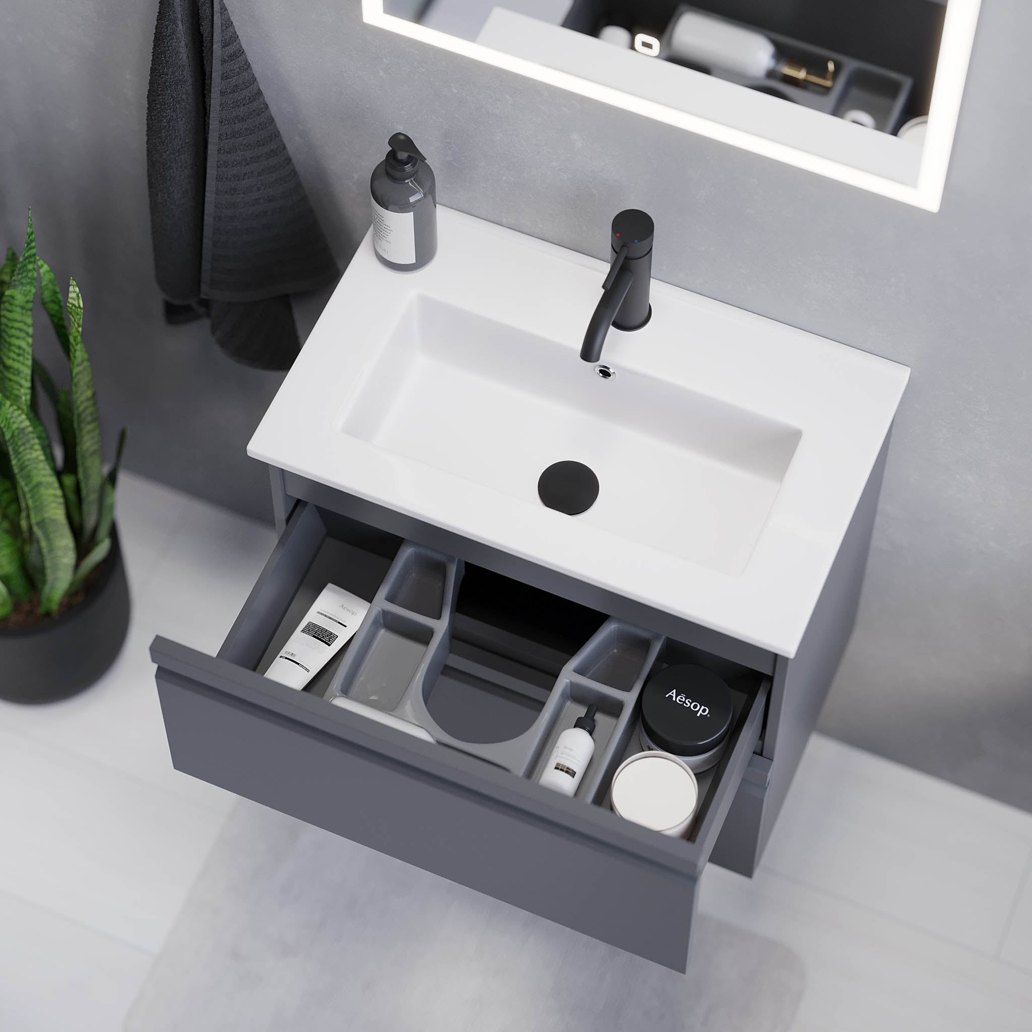 Knarrlagsund Badrumsmöbel, Grå Matt - Tvättställsskåp - BATH DELUXE - PRESTIGE - 74 - 060 - 70 - 03 - 30 - BATHDELUXE SWEDEN