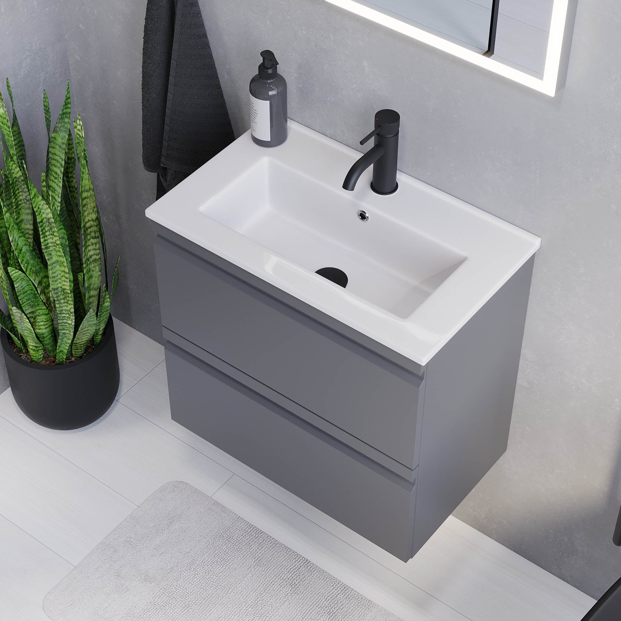 Knarrlagsund Badrumsmöbel, Grå Matt - Tvättställsskåp - BATH DELUXE - PRESTIGE - 74 - 060 - 70 - 03 - 30 - BATHDELUXE SWEDEN