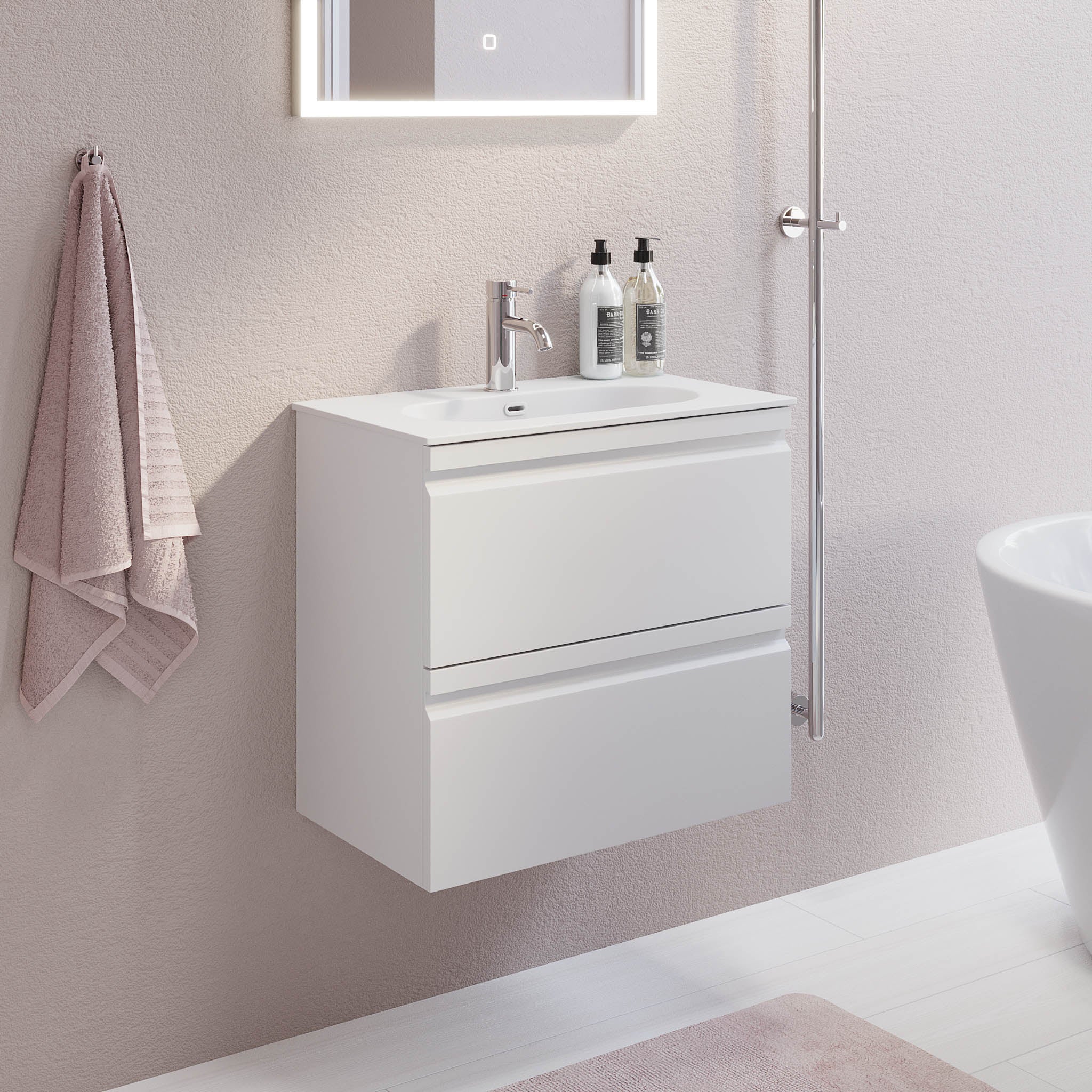 Kongsberg Badrumsmöbel, Vit Matt - Tvättställsskåp - BATH DELUXE - PRESTIGE - 74 - 060 - 72 - 01 - 30 - BATHDELUXE SWEDEN