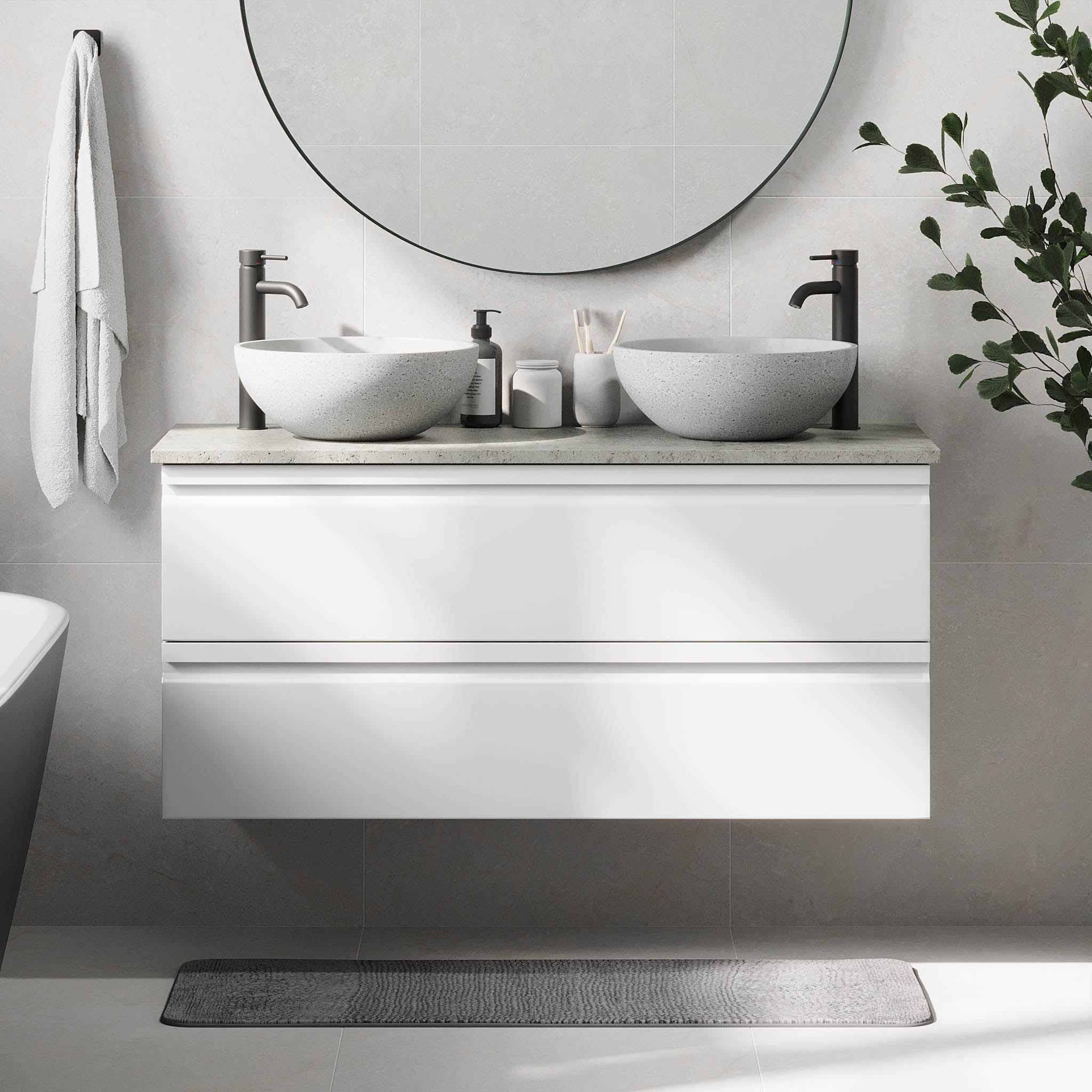 Bardufoss, Möbelset - Badställ & skåp, Vit Matta - 80 cm - Möbelset - Kod - BATH DELUXE - PRESTIGE - 74-080-14-01-40 - BATHDELUXE SWEDEN