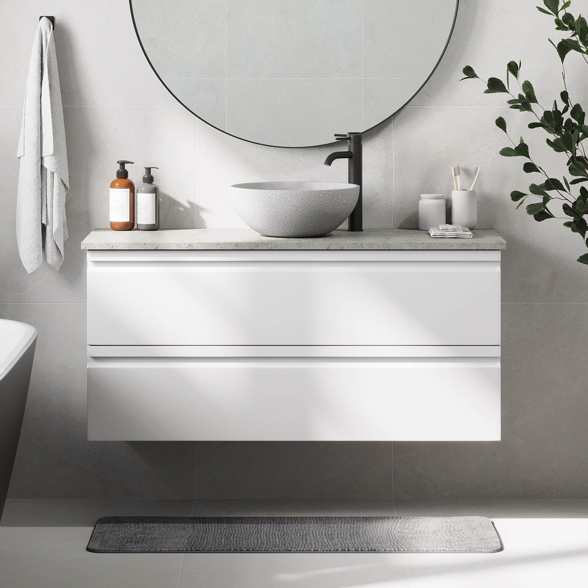 Bardufoss, Möbelset - Badställ & skåp, Vit Matta - 80 cm - Möbelset - Kod - BATH DELUXE - PRESTIGE - 74-080-14-01-40 - BATHDELUXE SWEDEN