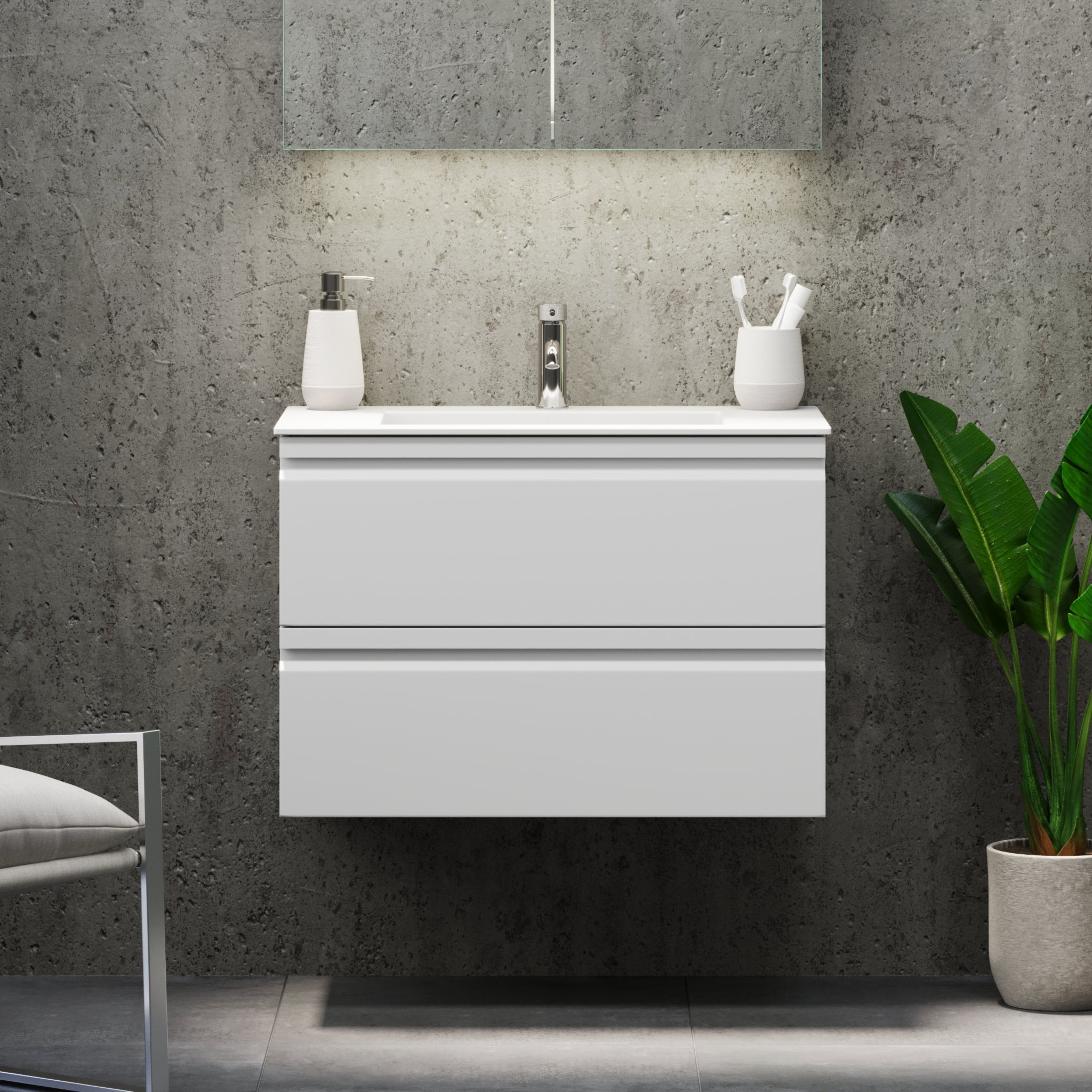 Knarrlagsund Badrumsmöbel – Djup 46 cm, Vit Matt - Badrumsmöbler - BATH DELUXE - PRESTIGE - 74 - 080 - 52 - 01 - 40 - BATHDELUXE SWEDEN