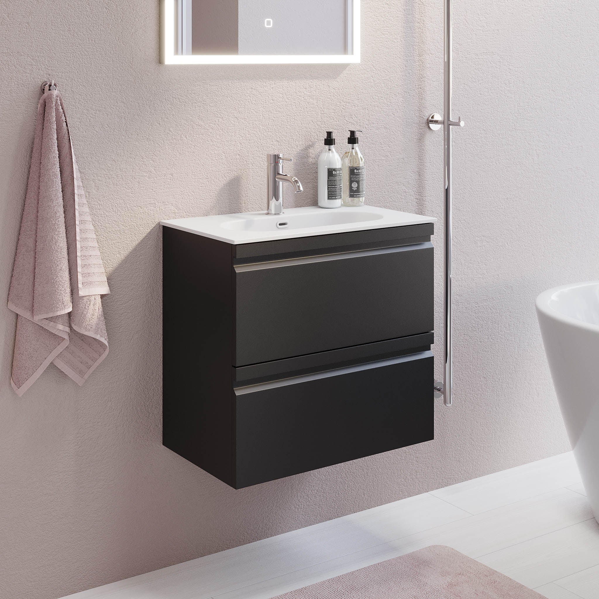 Kongsberg Badrumsmöbel, Svart Matt - Tvättställsskåp - BATH DELUXE - PRESTIGE - 74 - 080 - 72 - 02 - 30 - BATHDELUXE SWEDEN