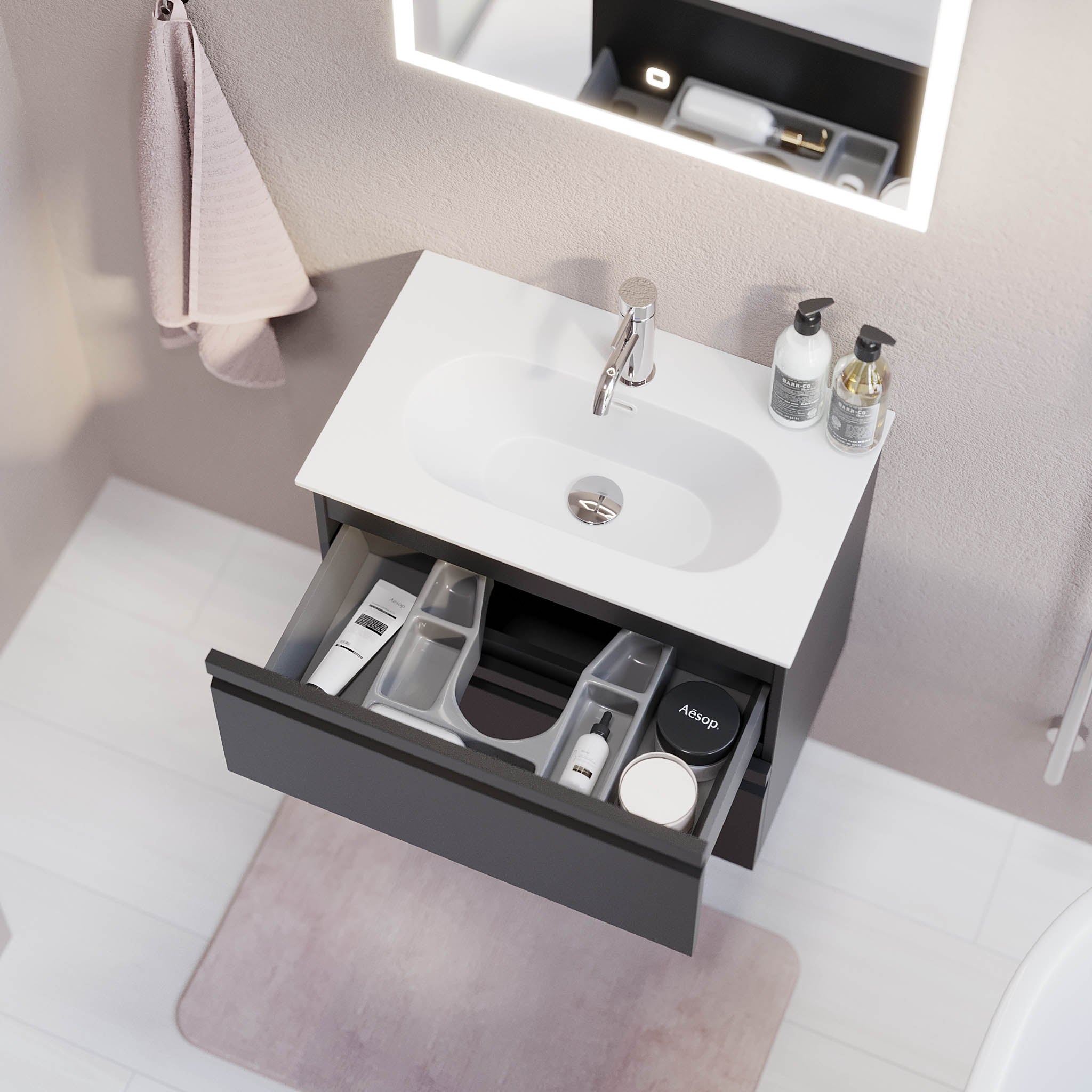 Kongsberg Badrumsmöbel, Svart Matt - Tvättställsskåp - BATH DELUXE - PRESTIGE - 74 - 080 - 72 - 02 - 30 - BATHDELUXE SWEDEN