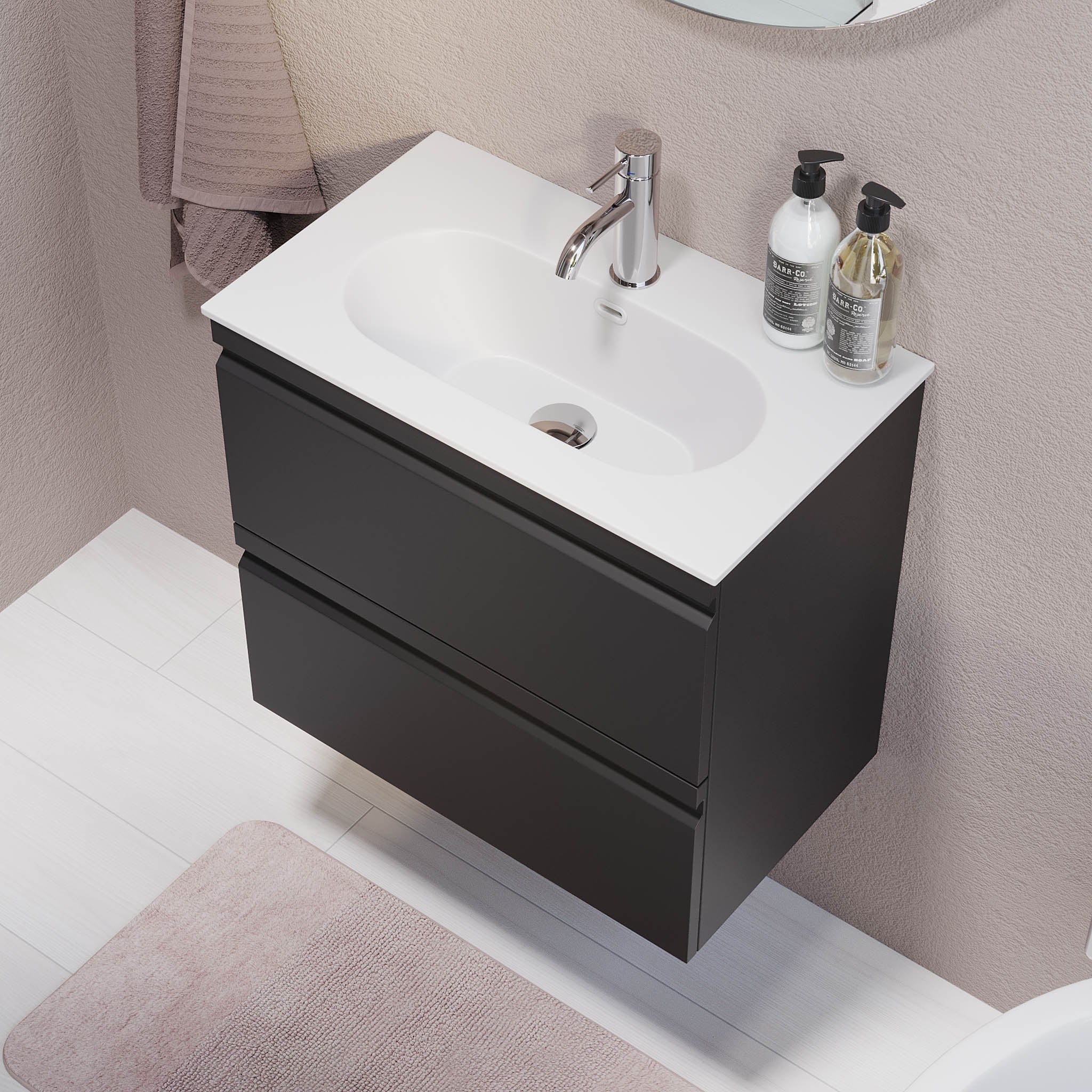 Kongsberg Badrumsmöbel, Svart Matt - Tvättställsskåp - BATH DELUXE - PRESTIGE - 74 - 080 - 72 - 02 - 30 - BATHDELUXE SWEDEN