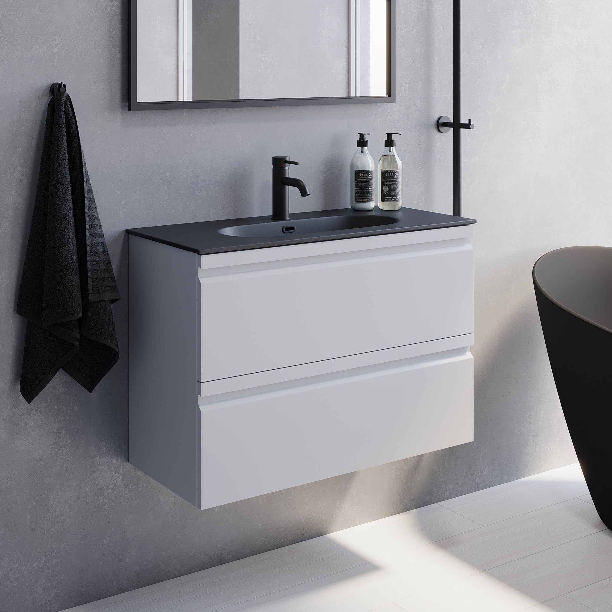 Kongsvinger Slimline Badrumsmöbel, Vit Matt - Tvättställsskåp - BATH DELUXE - PRESTIGE - 74 - 080 - 73 - 01 - 30 - BATHDELUXE SWEDEN