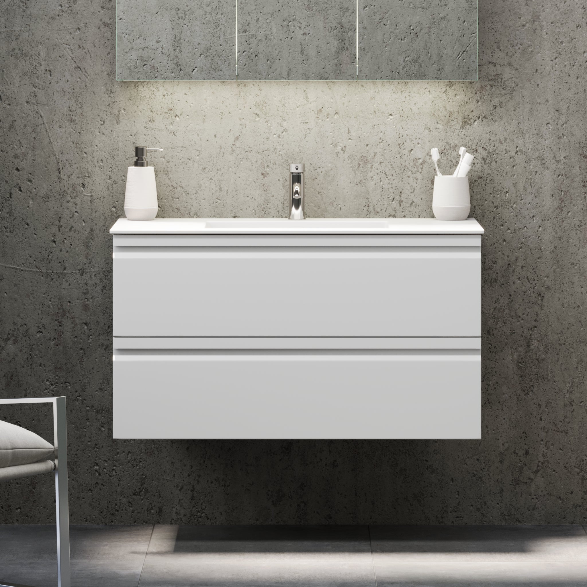 Knarrlagsund Badrumsmöbel – Djup 46 cm, Vit Matt - Badrumsmöbler - BATH DELUXE - PRESTIGE - 74 - 100 - 52 - 01 - 40 - BATHDELUXE SWEDEN