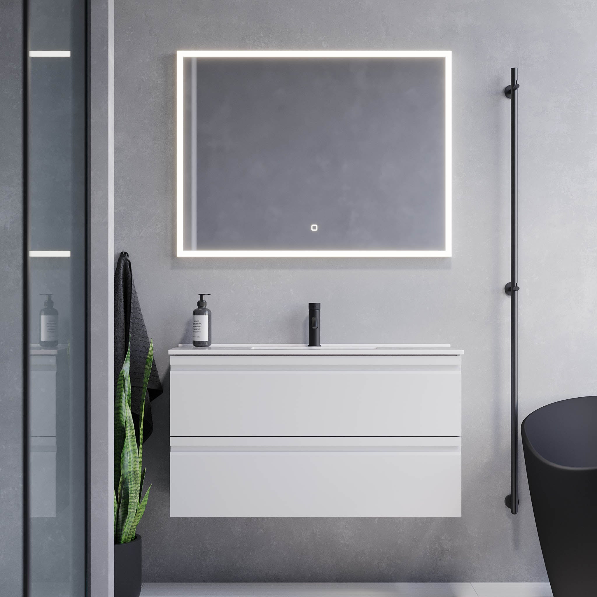 Knarrlagsund Badrumsmöbel, Vit Matt - Tvättställsskåp - BATH DELUXE - PRESTIGE - 74 - 100 - 70 - 01 - 30 - BATHDELUXE SWEDEN