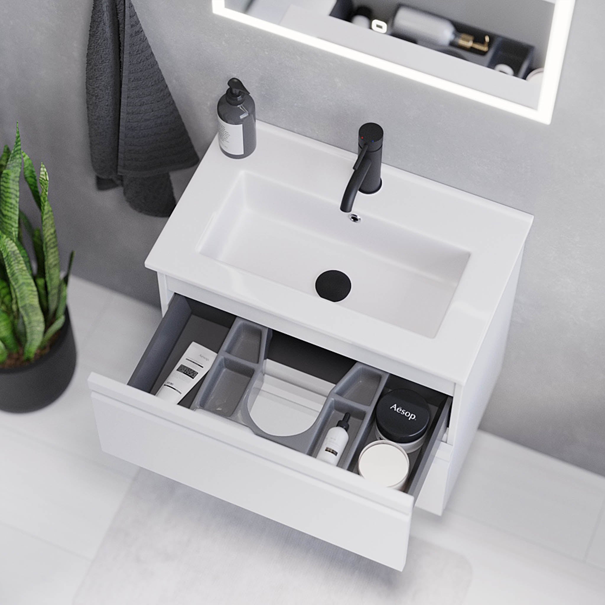 Knarrlagsund Badrumsmöbel, Vit Matt - Tvättställsskåp - BATH DELUXE - PRESTIGE - 74 - 100 - 70 - 01 - 30 - BATHDELUXE SWEDEN