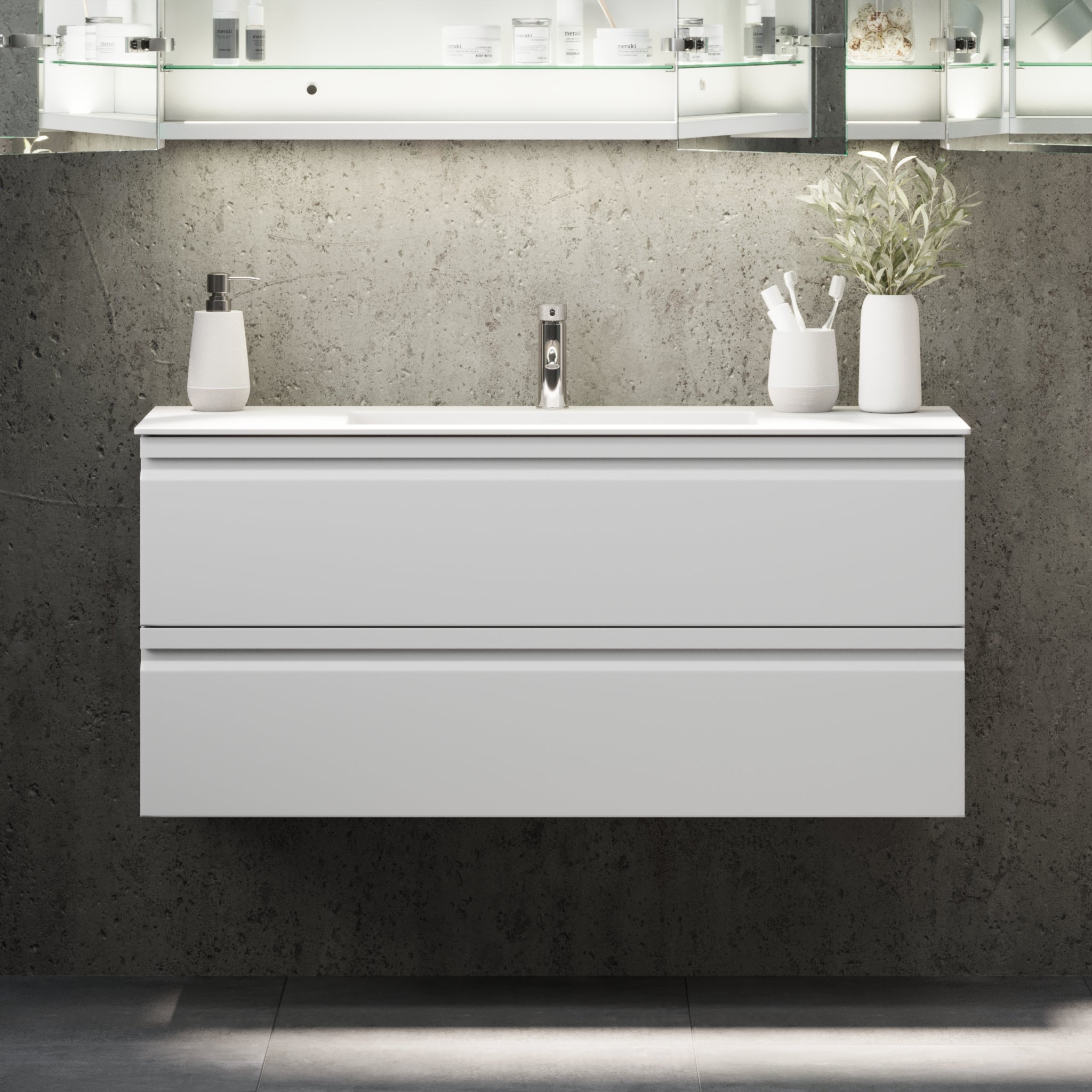 Knarrlagsund Badrumsmöbel – Djup 46 cm, Vit Matt - Badrumsmöbler - BATH DELUXE - PRESTIGE - 74 - 120 - 52 - 01 - 40 - BATHDELUXE SWEDEN