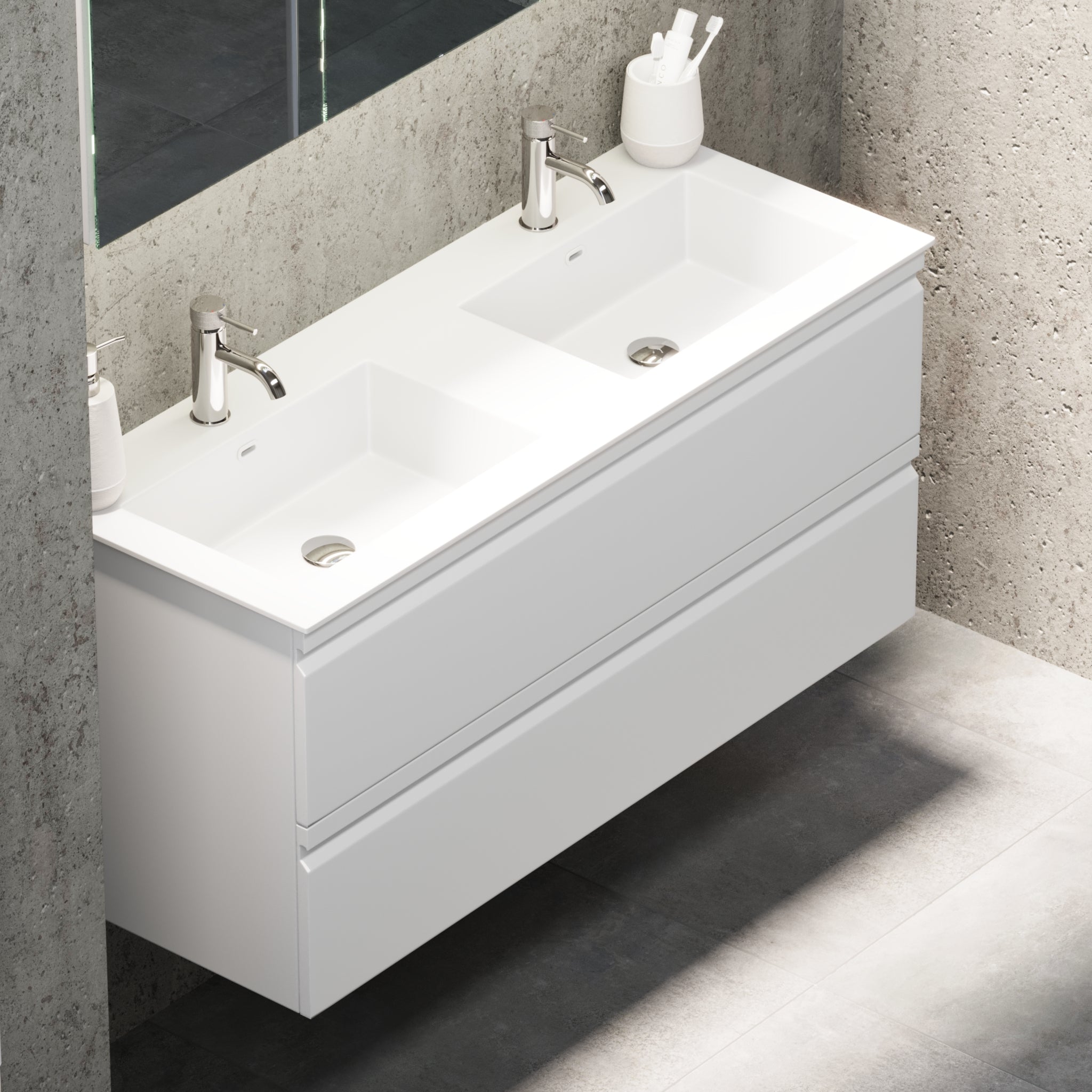 Knarrlagsund Badrumsmöbel – Djup 46 cm, Vit Matt - Badrumsmöbler - BATH DELUXE - PRESTIGE - 74 - 120 - 52 - 01 - 41 - BATHDELUXE SWEDEN