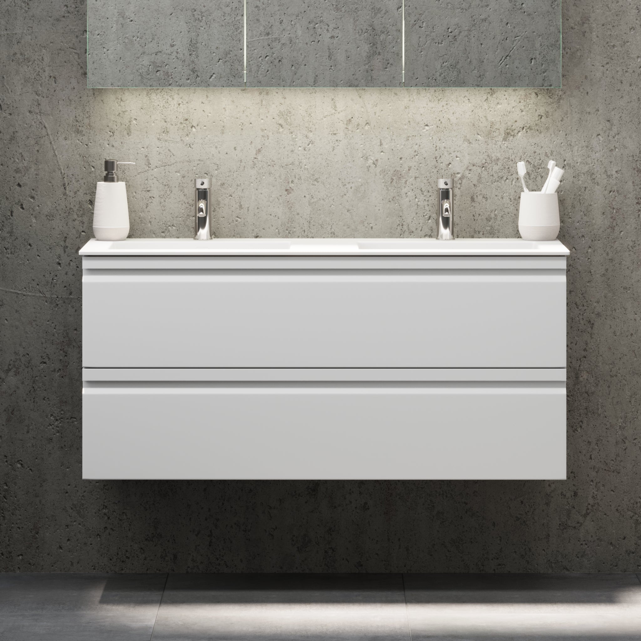 Knarrlagsund Badrumsmöbel – Djup 46 cm, Vit Matt - Badrumsmöbler - BATH DELUXE - PRESTIGE - 74 - 120 - 52 - 01 - 41 - BATHDELUXE SWEDEN