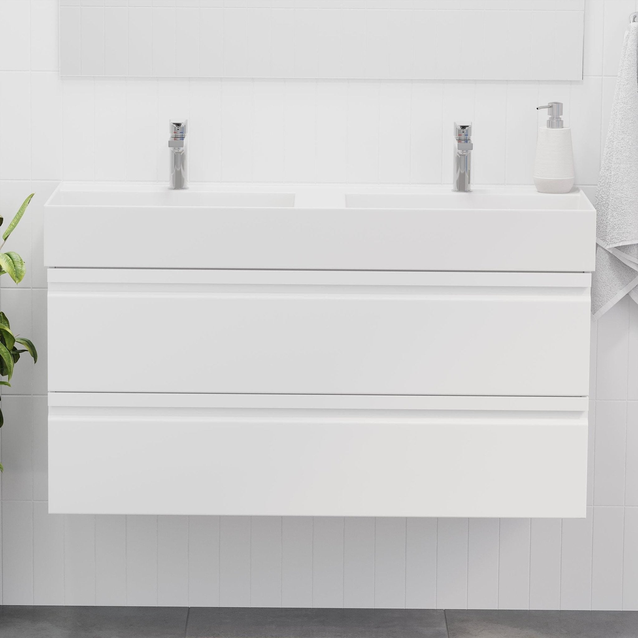 Karvåg Badrumsmöbel, Vit Högblank - Tvättställsskåp - BATH DELUXE - PRESTIGE - 74 - 120 - 64 - 11 - 41 - BATHDELUXE SWEDEN
