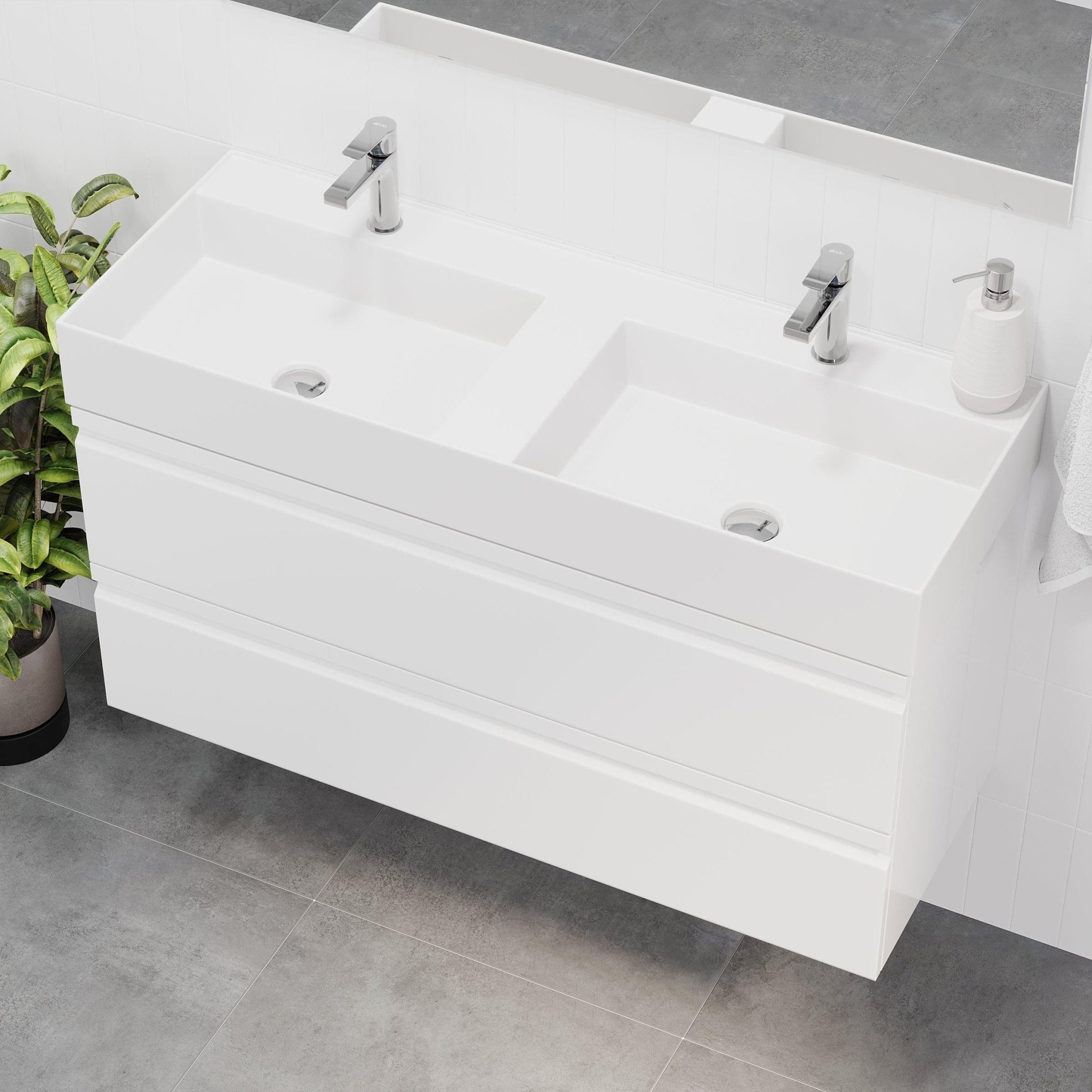 Karvåg Badrumsmöbel, Vit Högblank - Tvättställsskåp - BATH DELUXE - PRESTIGE - 74 - 120 - 64 - 11 - 41 - BATHDELUXE SWEDEN
