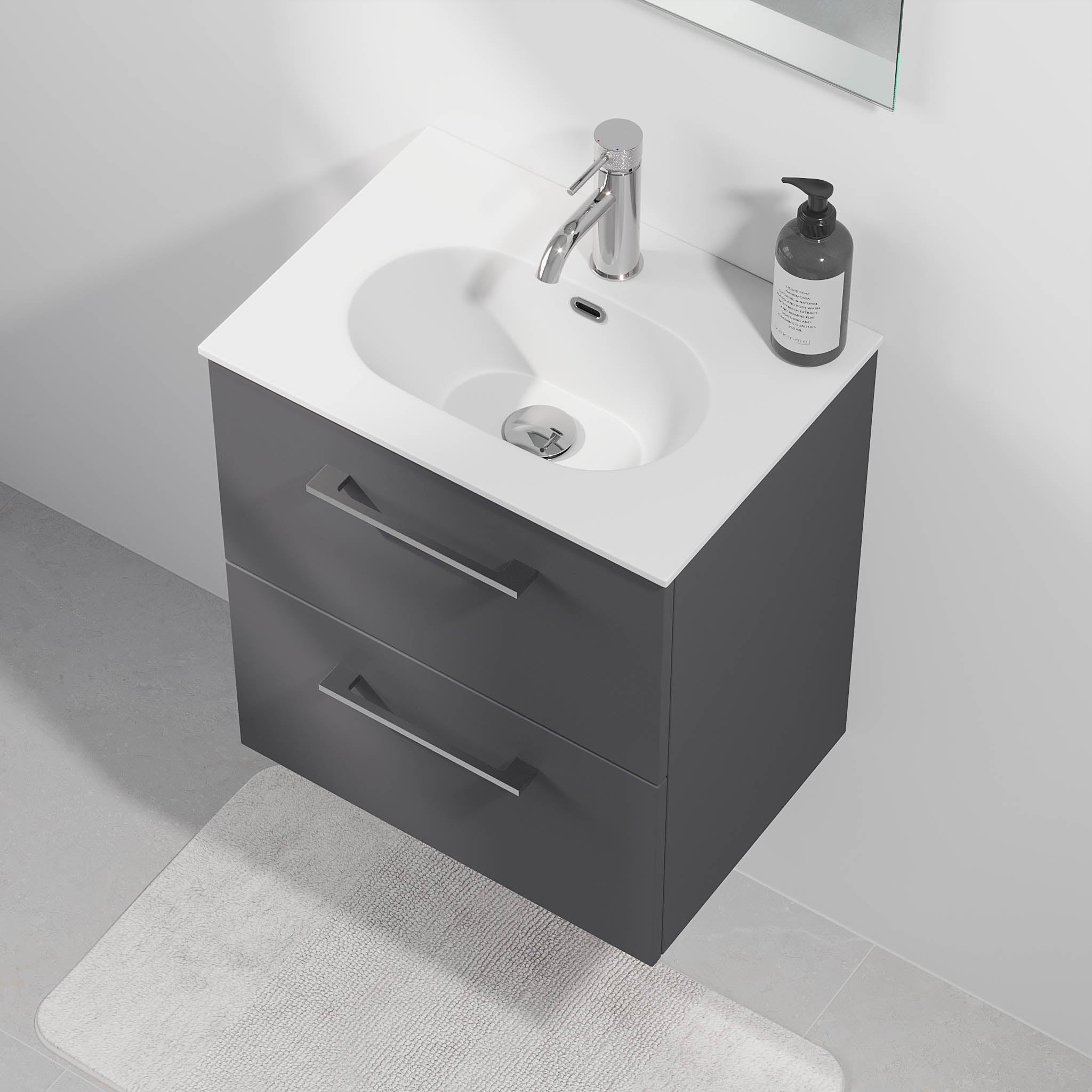 Harstad Badrumsmöbel Slimline, Antracitgrå - Tvättställsskåp - BATH DELUXE - EXCLUSIVE - 75 - 050 - 72 - 43 - 41 - BATHDELUXE SWEDEN