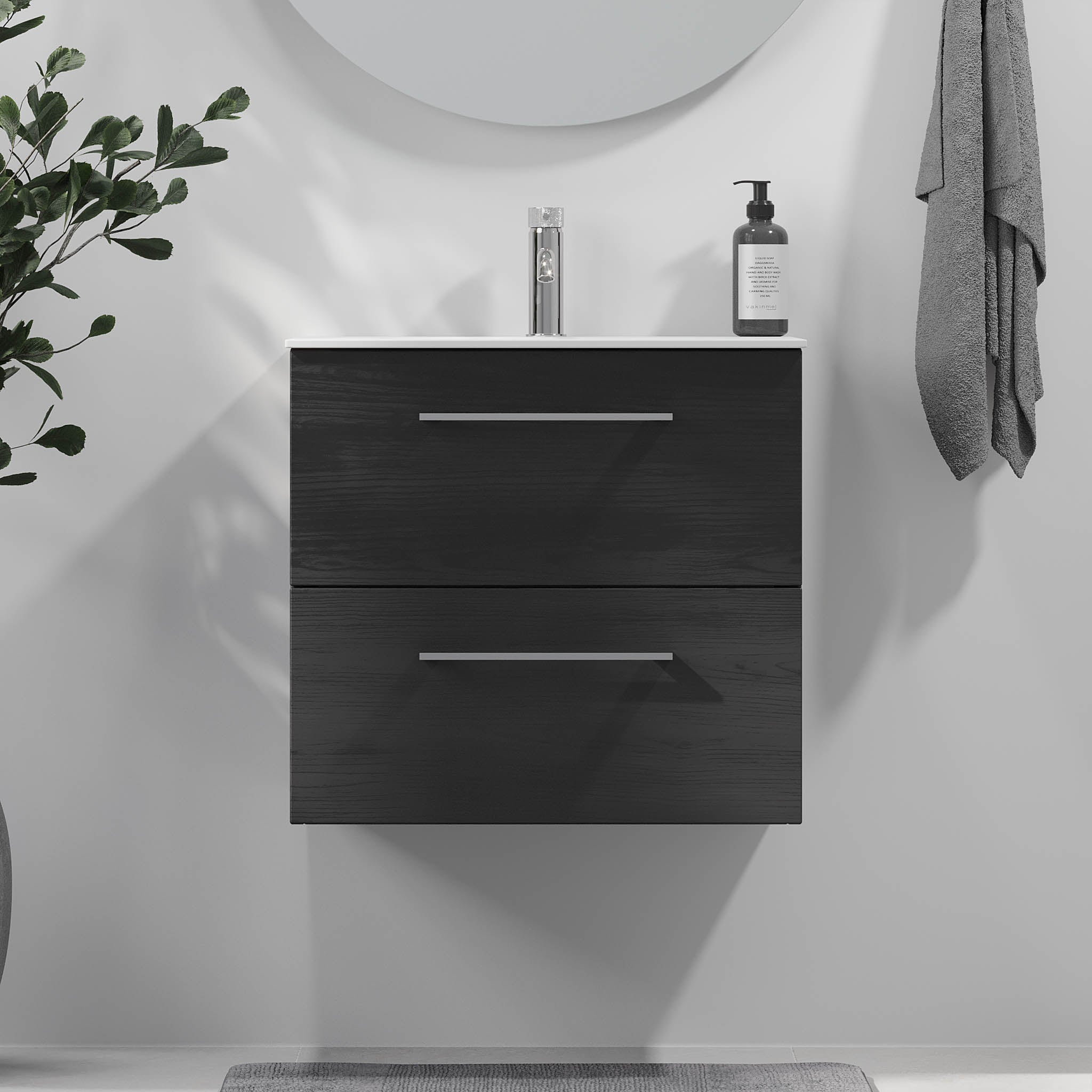 Harstad Badrumsmöbel, Svart Trä - Tvättställsskåp - BATH DELUXE - EXCLUSIVE - 75 - 060 - 58 - 22 - 41 - BATHDELUXE SWEDEN