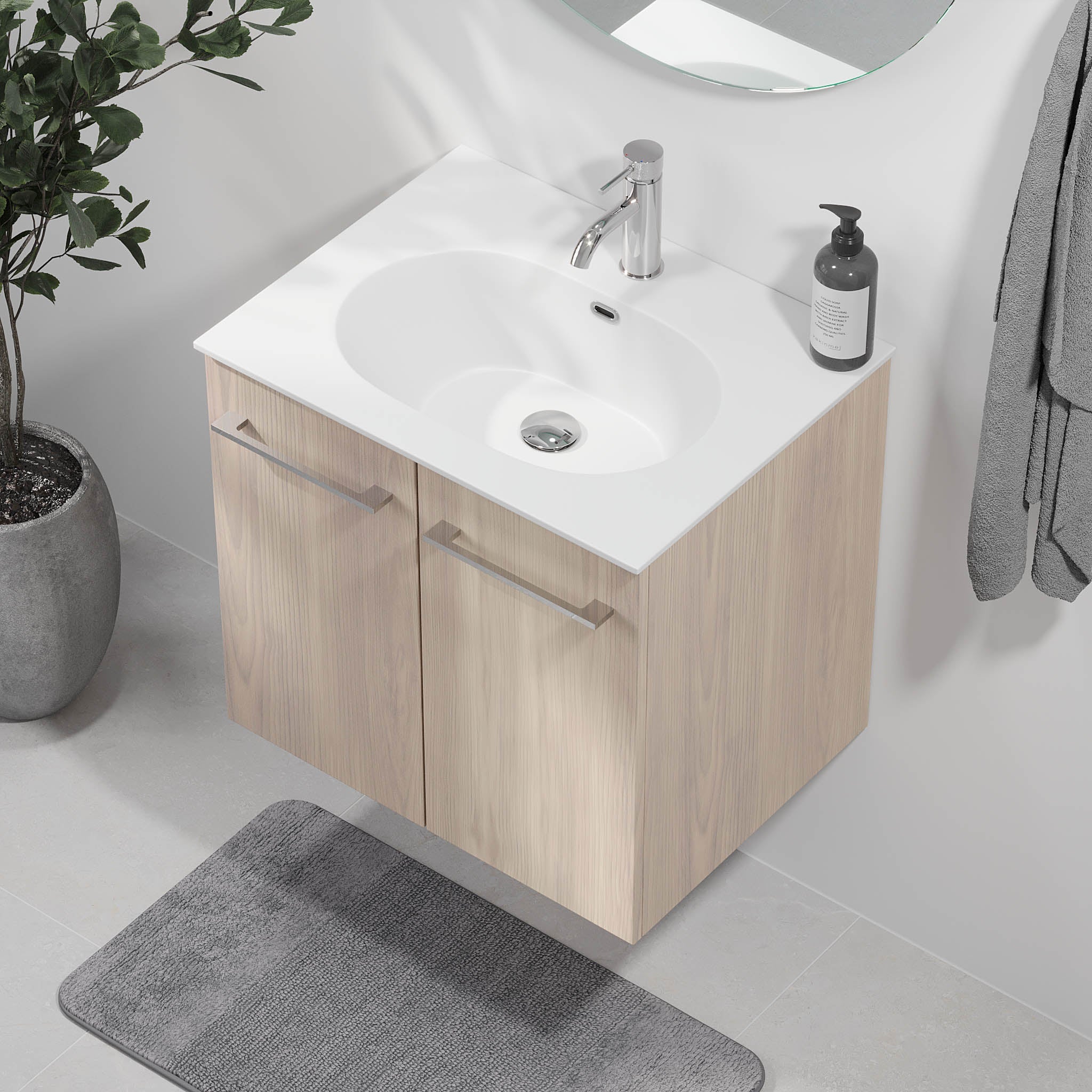 Harstad Badrumsmöbel, Ljus Trä - Tvättställsskåp - BATH DELUXE - EXCLUSIVE - 75 - 060 - 58 - 33 - 40 - BATHDELUXE SWEDEN