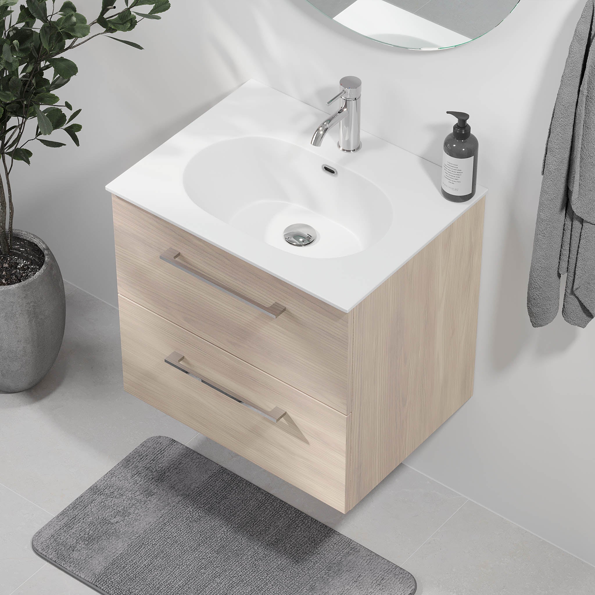 Harstad Badrumsmöbel, Ljus Trä - Tvättställsskåp - BATH DELUXE - EXCLUSIVE - 75 - 060 - 58 - 33 - 41 - BATHDELUXE SWEDEN